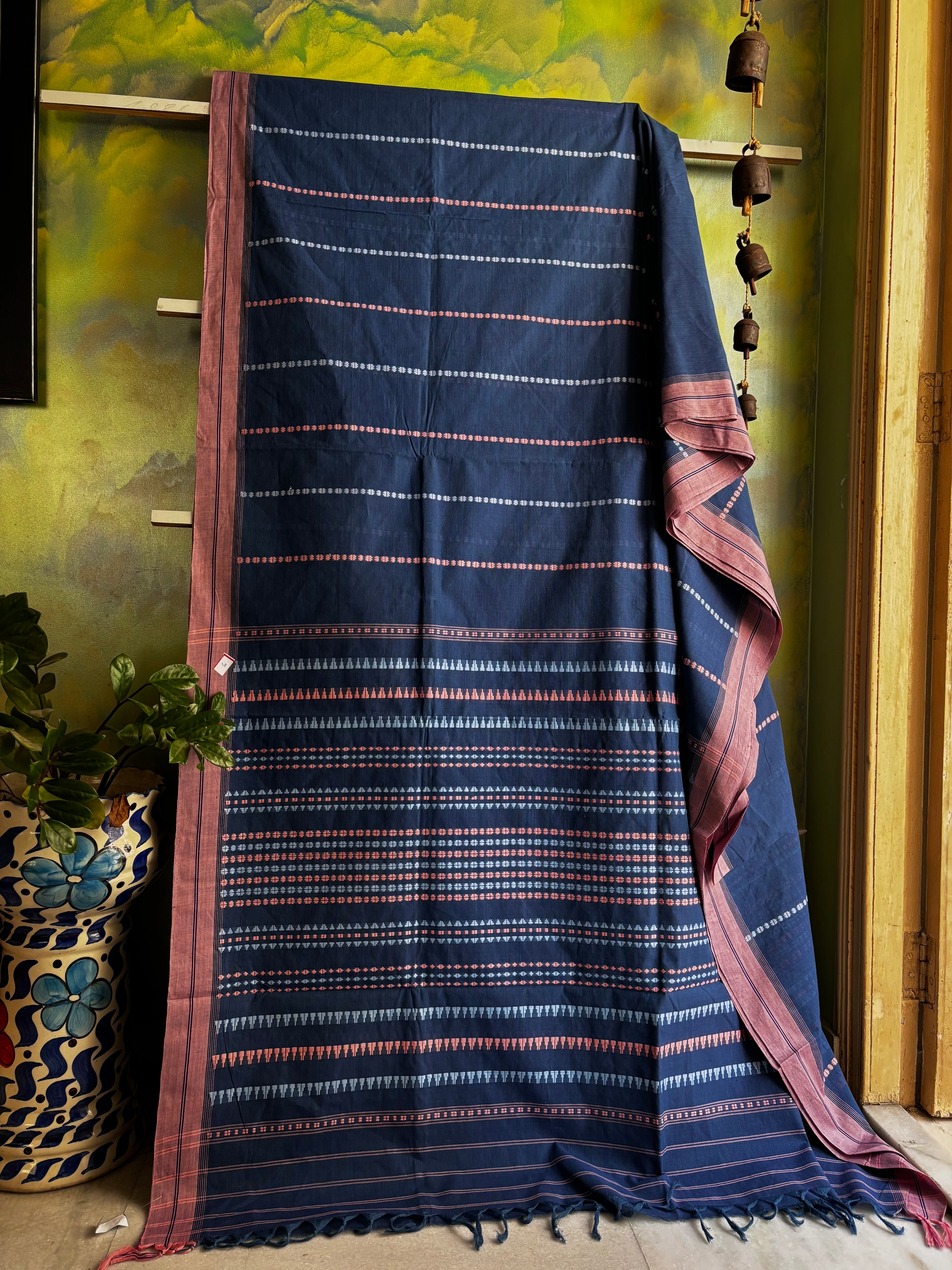 Handwoven Pastel Blue Begampuri Pure Cotton Saree