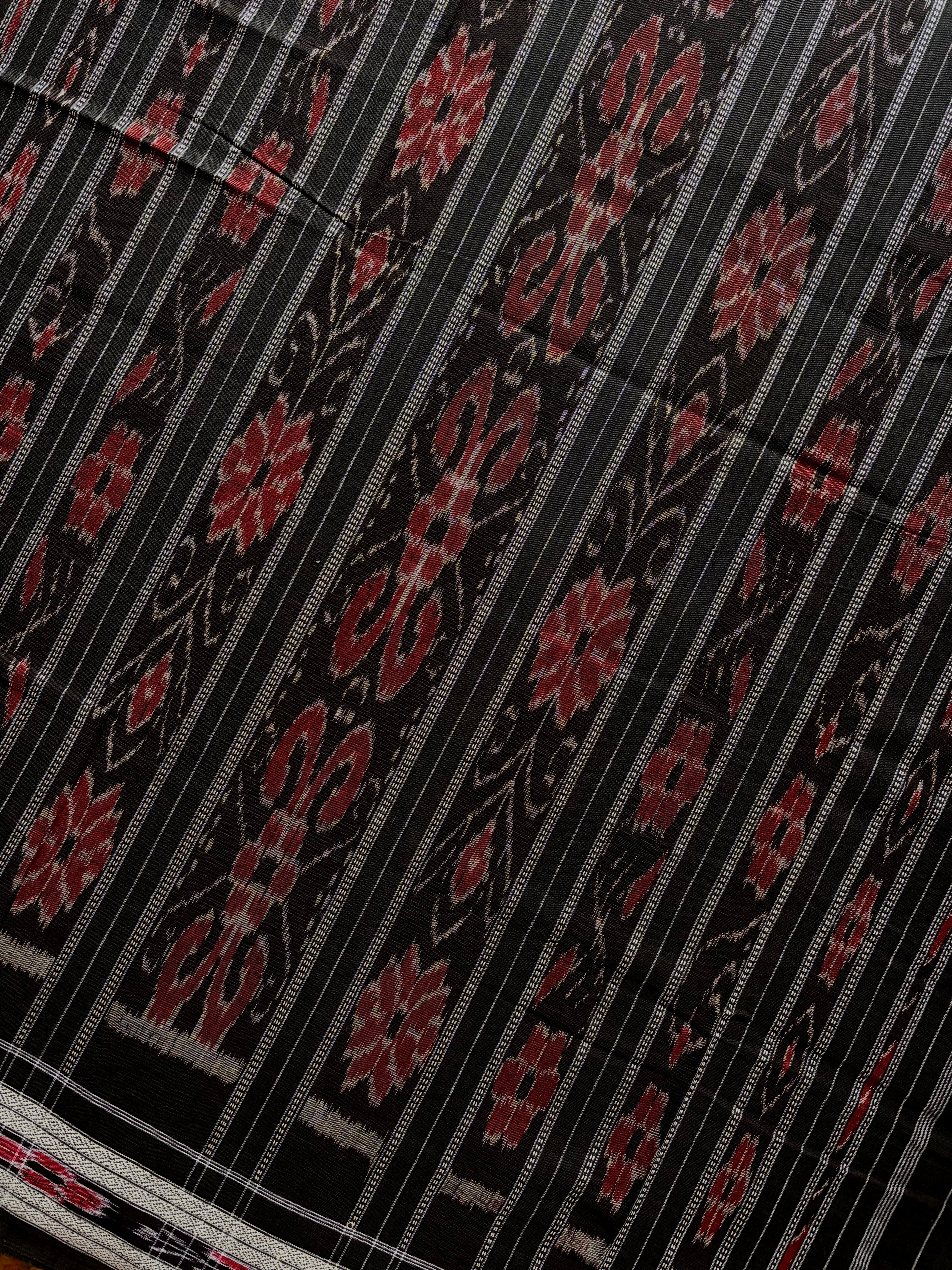 Handwoven Brown Black Odisha Cotton Ikkat Saree