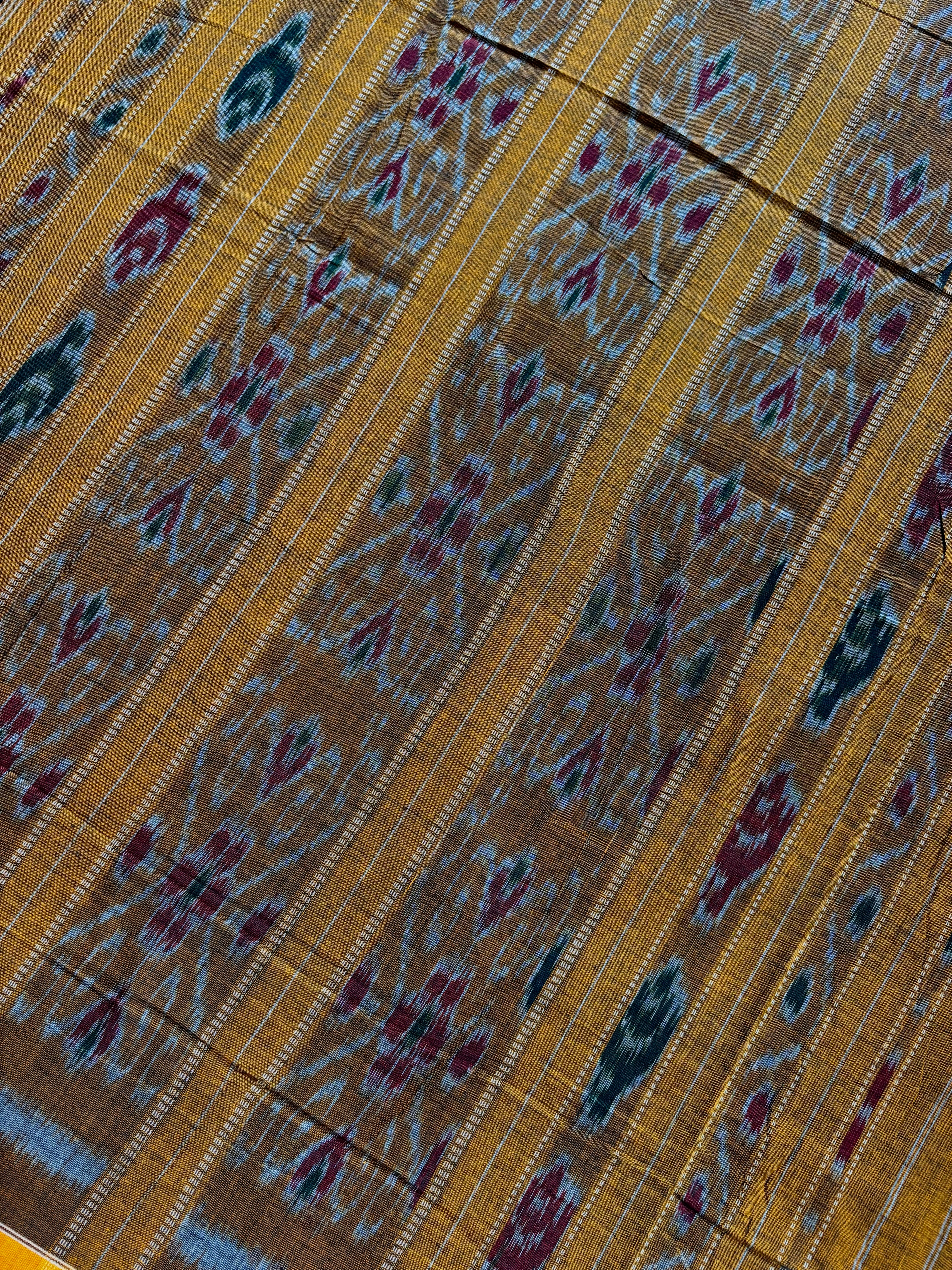 Handwoven Black Yellow Odisha Cotton Ikkat Saree