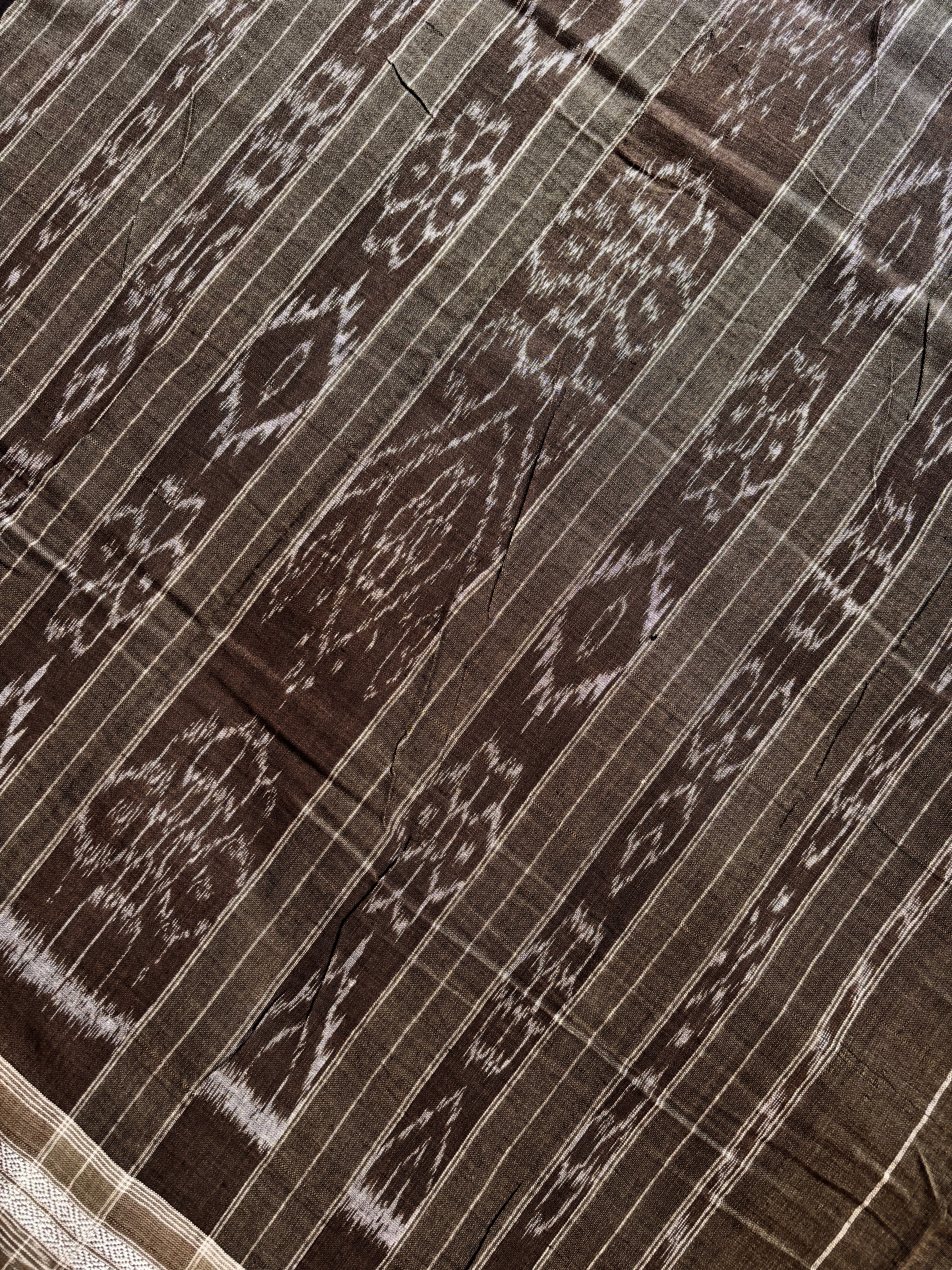 Handwoven Black Grey Odisha Cotton Ikkat Saree