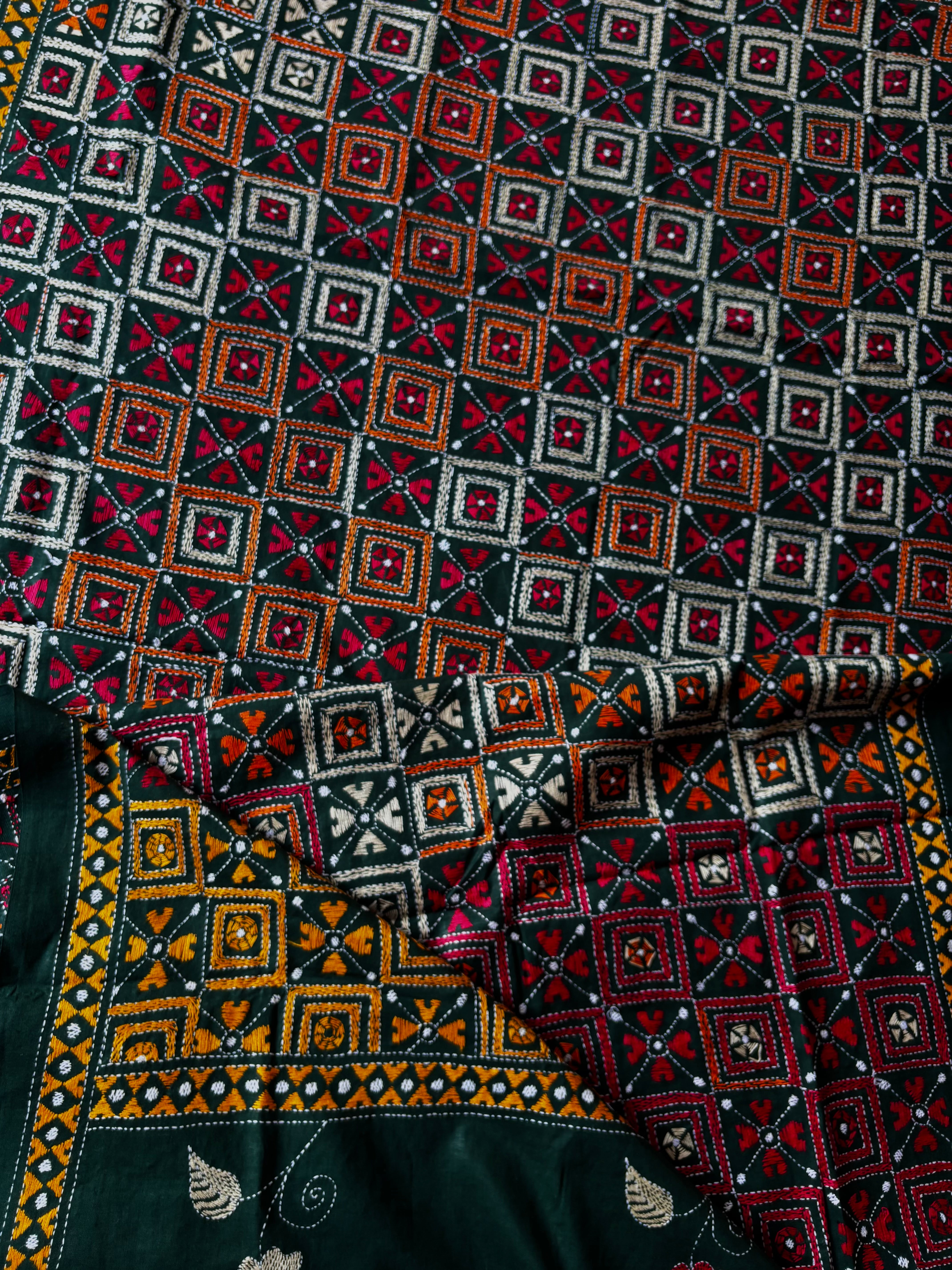 Handmade Cotton Kantha Dupatta