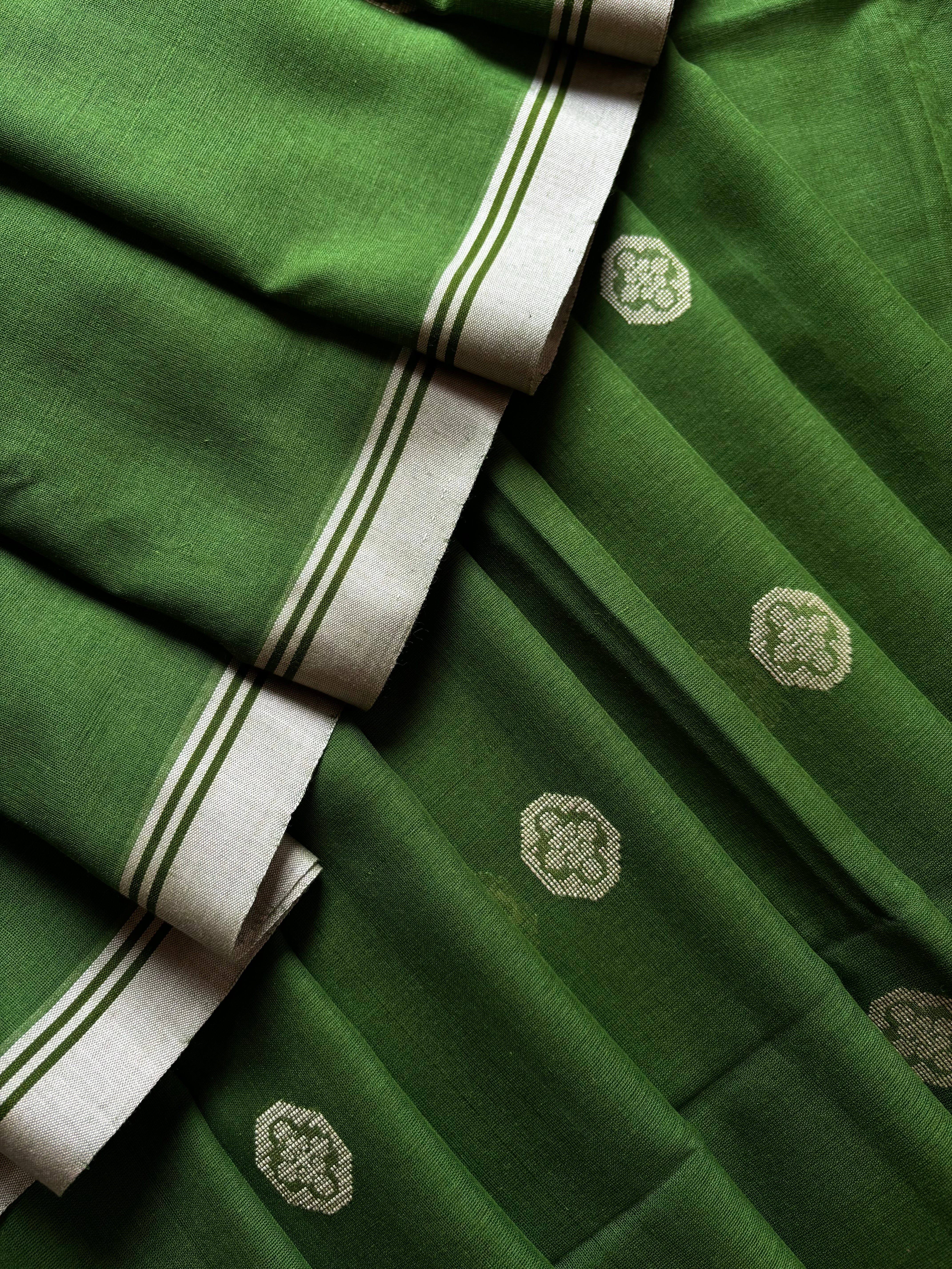 Handwoven Green Colour Cotton Jamdani Saree