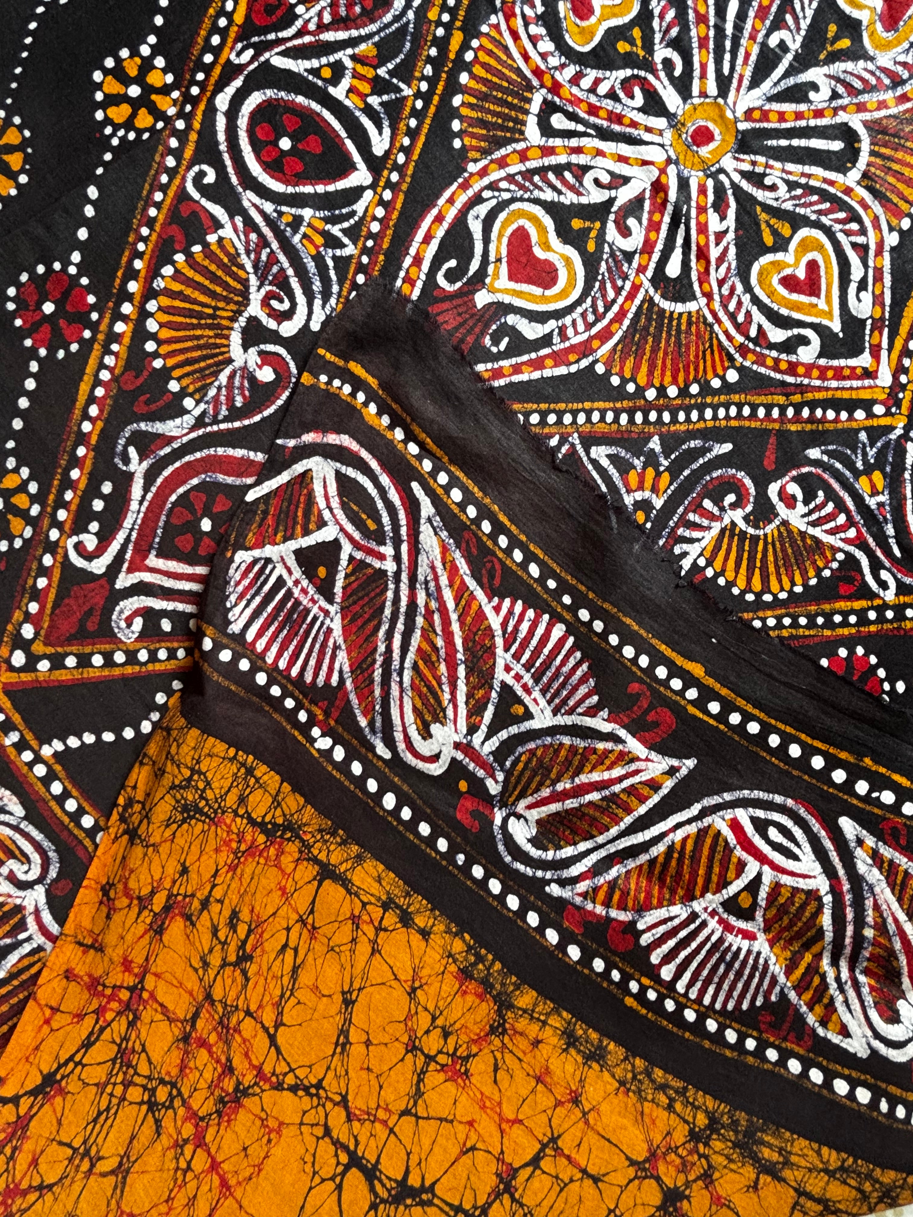 Hand Batik Mustard Mul Cotton Saree