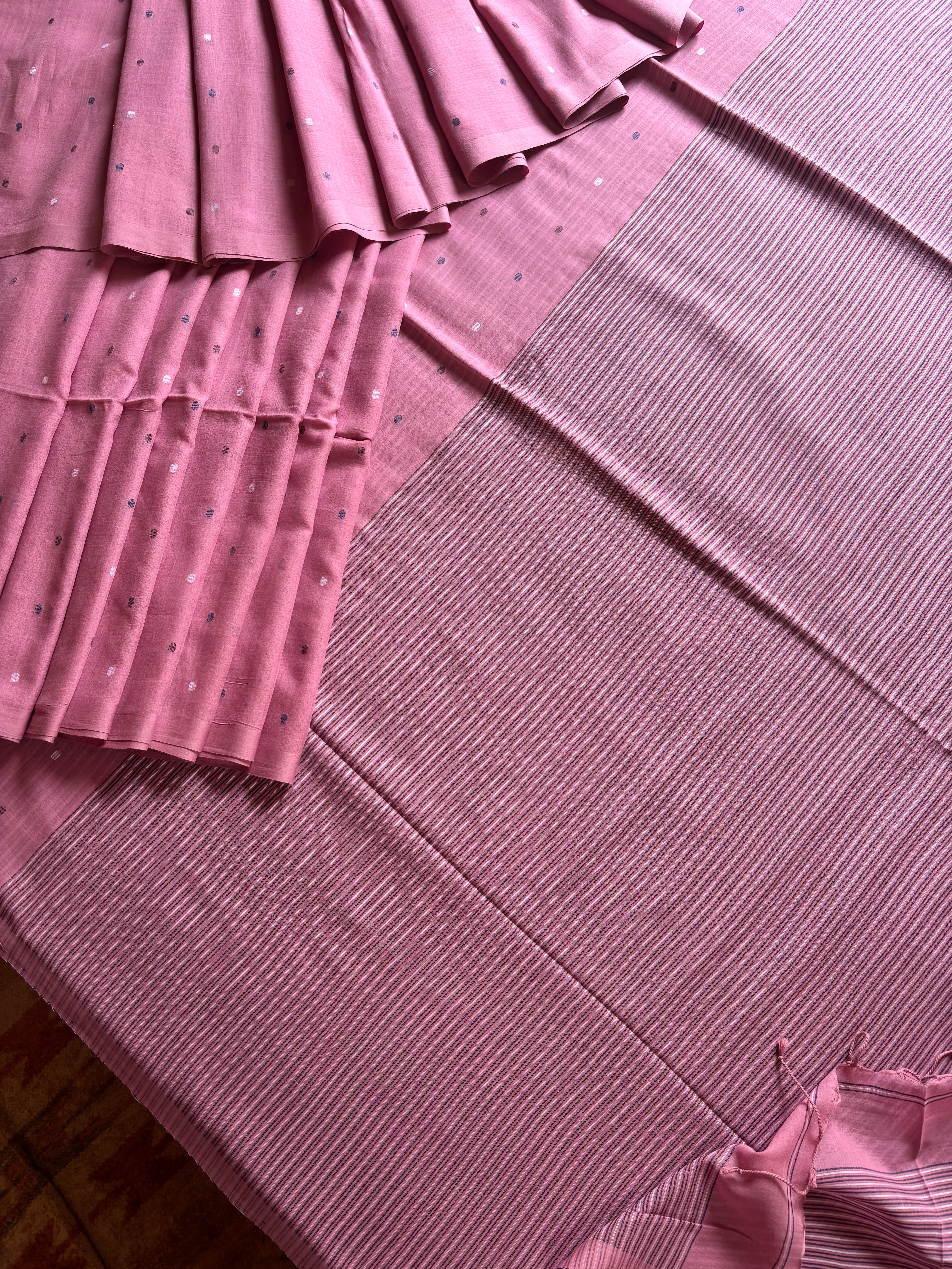 Handspun Handwoven Dusty Pink Cotton Jamdani