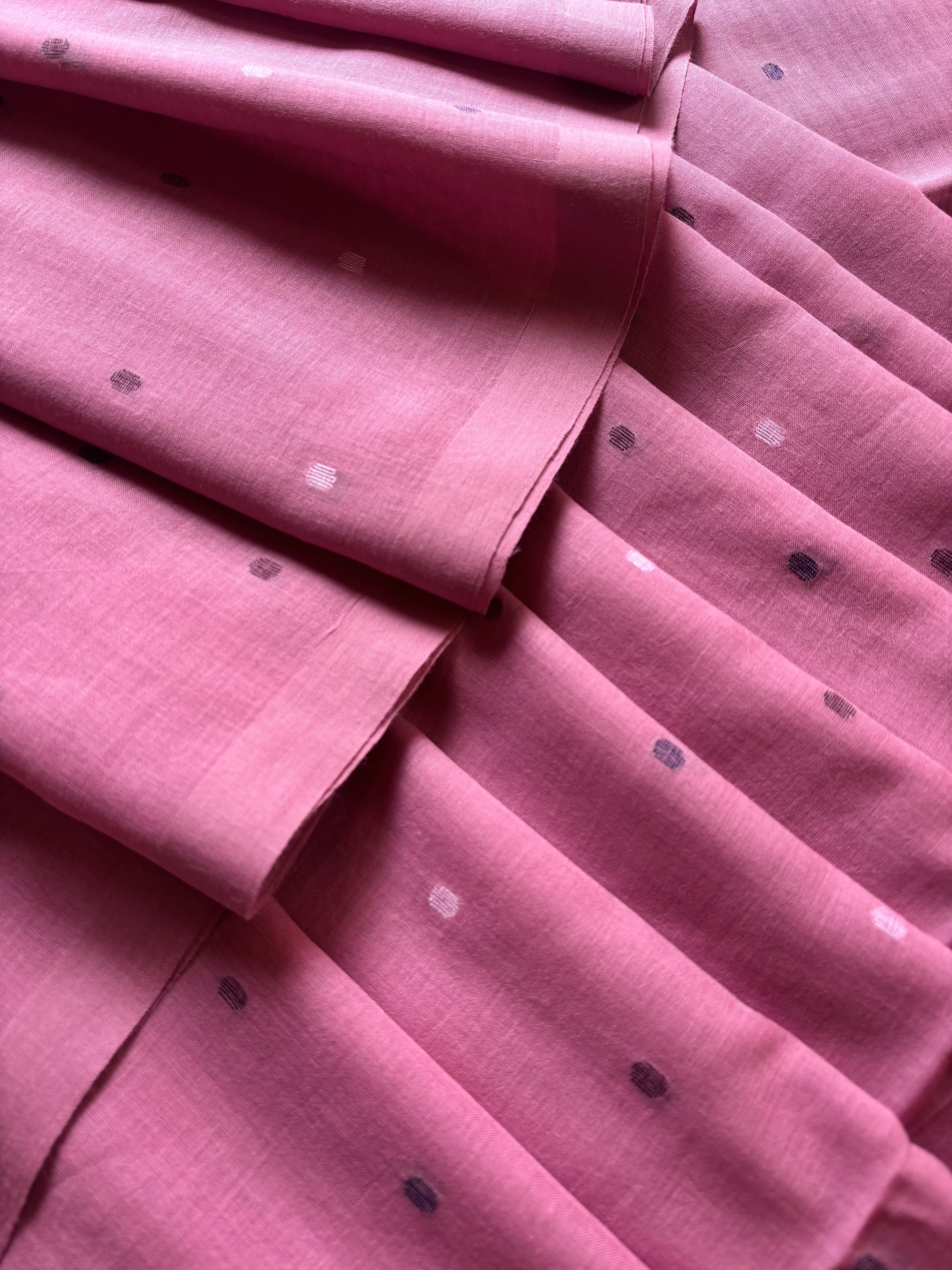 Handspun Handwoven Dusty Pink Cotton Jamdani