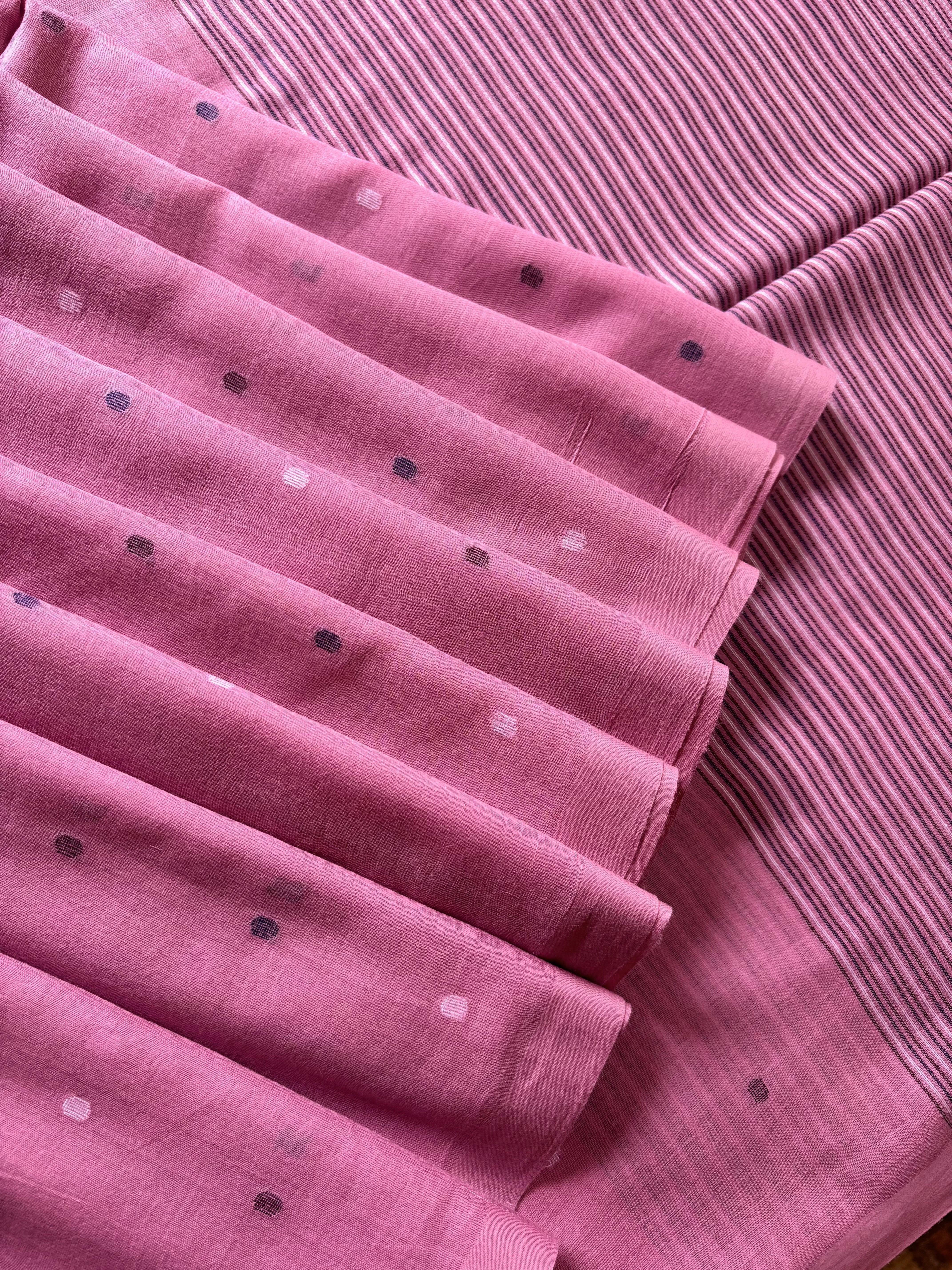 Handspun Handwoven Dusty Pink Cotton Jamdani