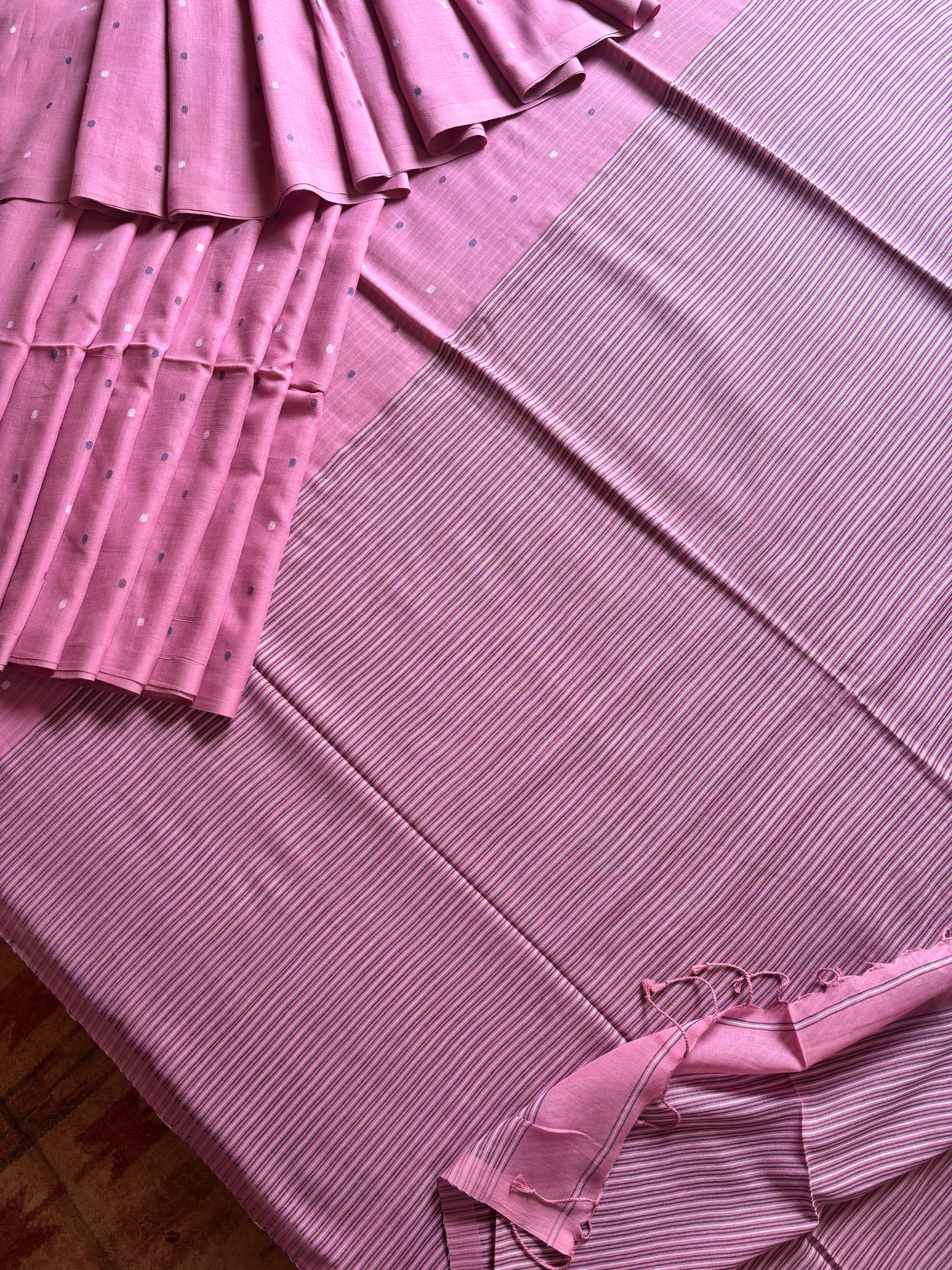 Handspun Handwoven Dusty Pink Cotton Jamdani