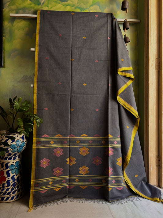 Handwoven Grey Colour Cotton Jamdani Saree