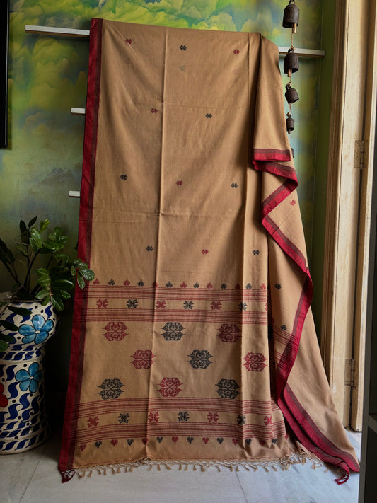 Handwoven Beige Colour Cotton Jamdani Saree