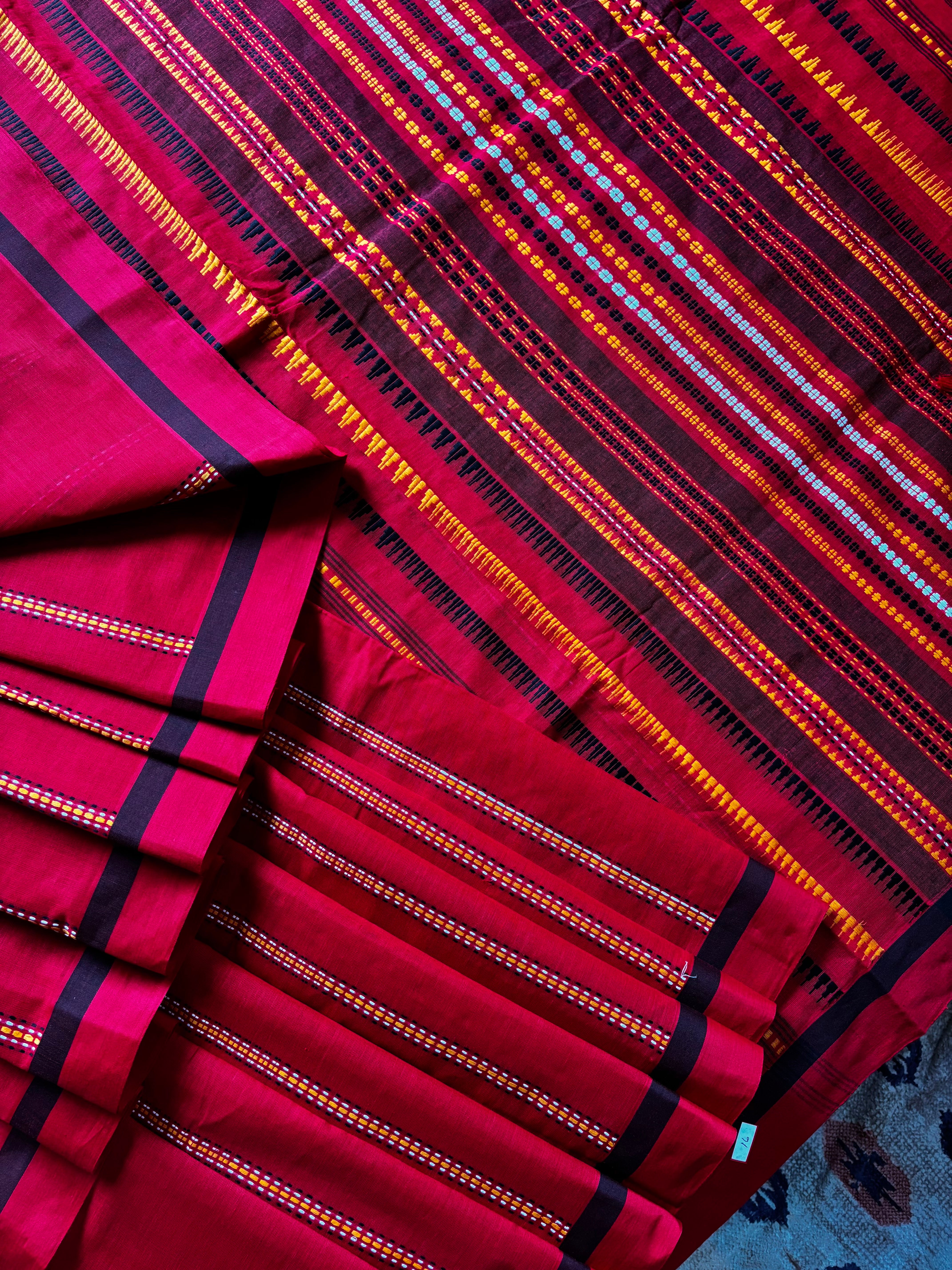 Handwoven Red Colour Begampuri Cotton Saree