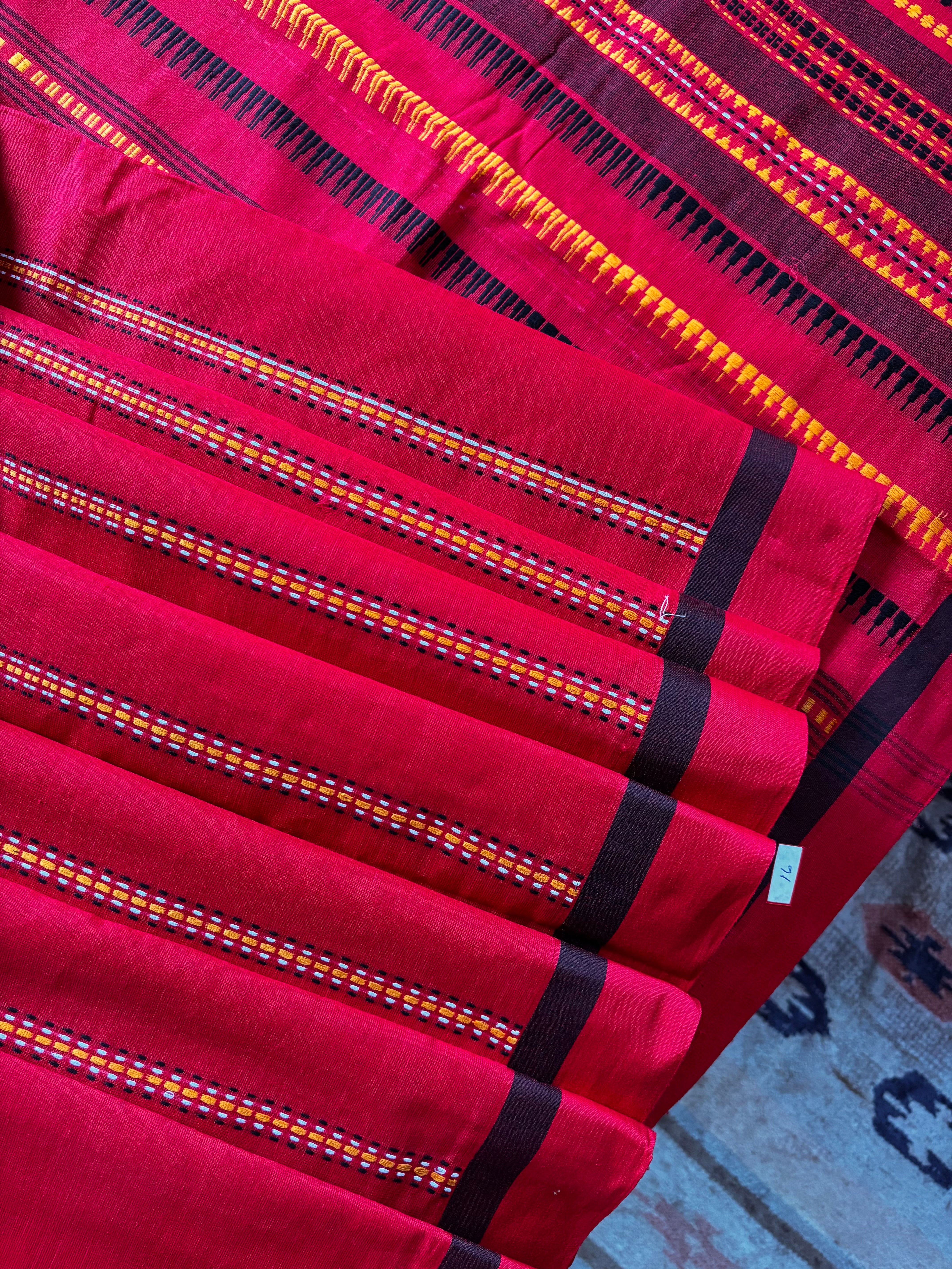 Handwoven Red Colour Begampuri Cotton Saree