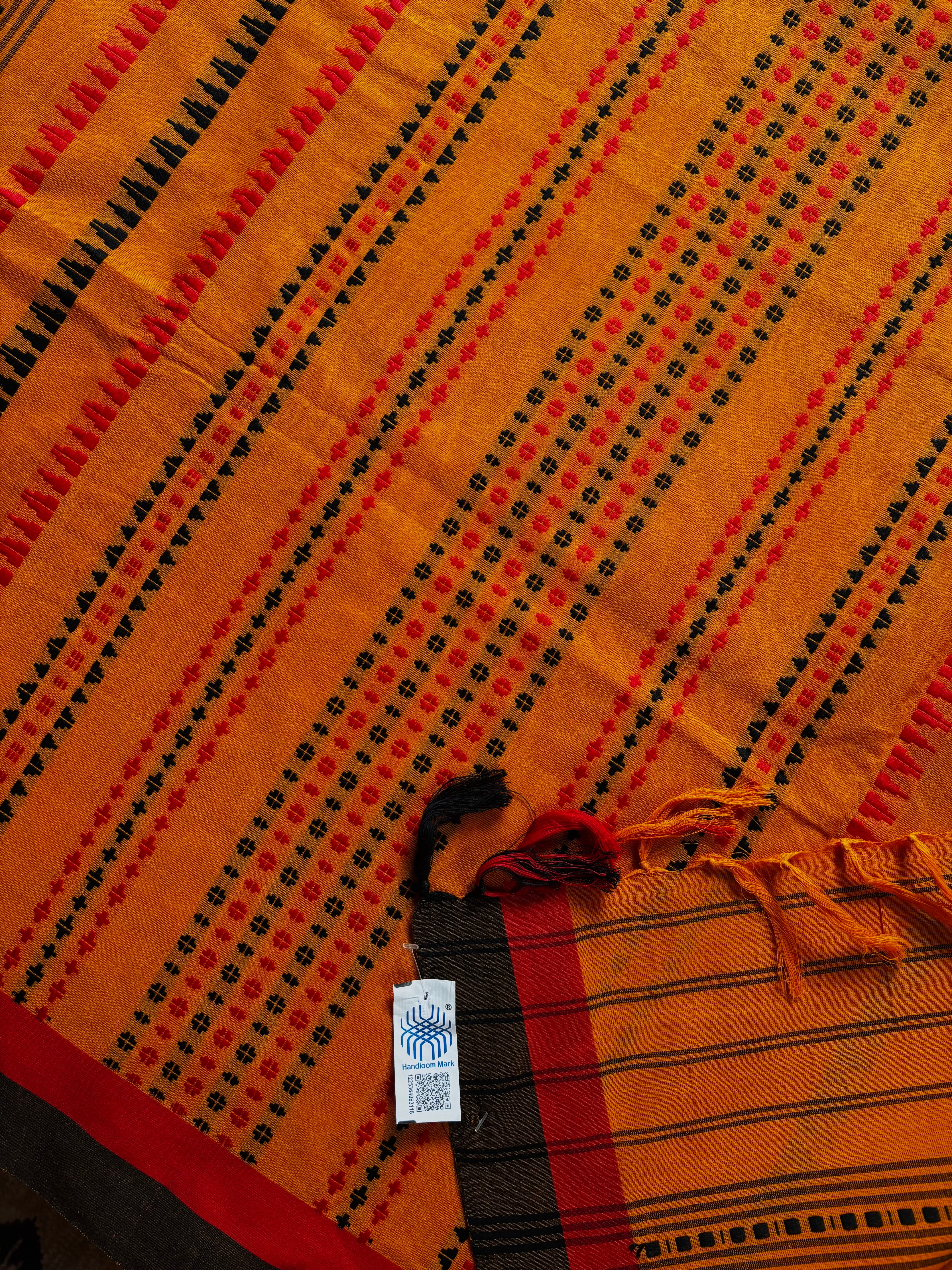Handwoven Orangish Mustard Colour Begampuri Saree
