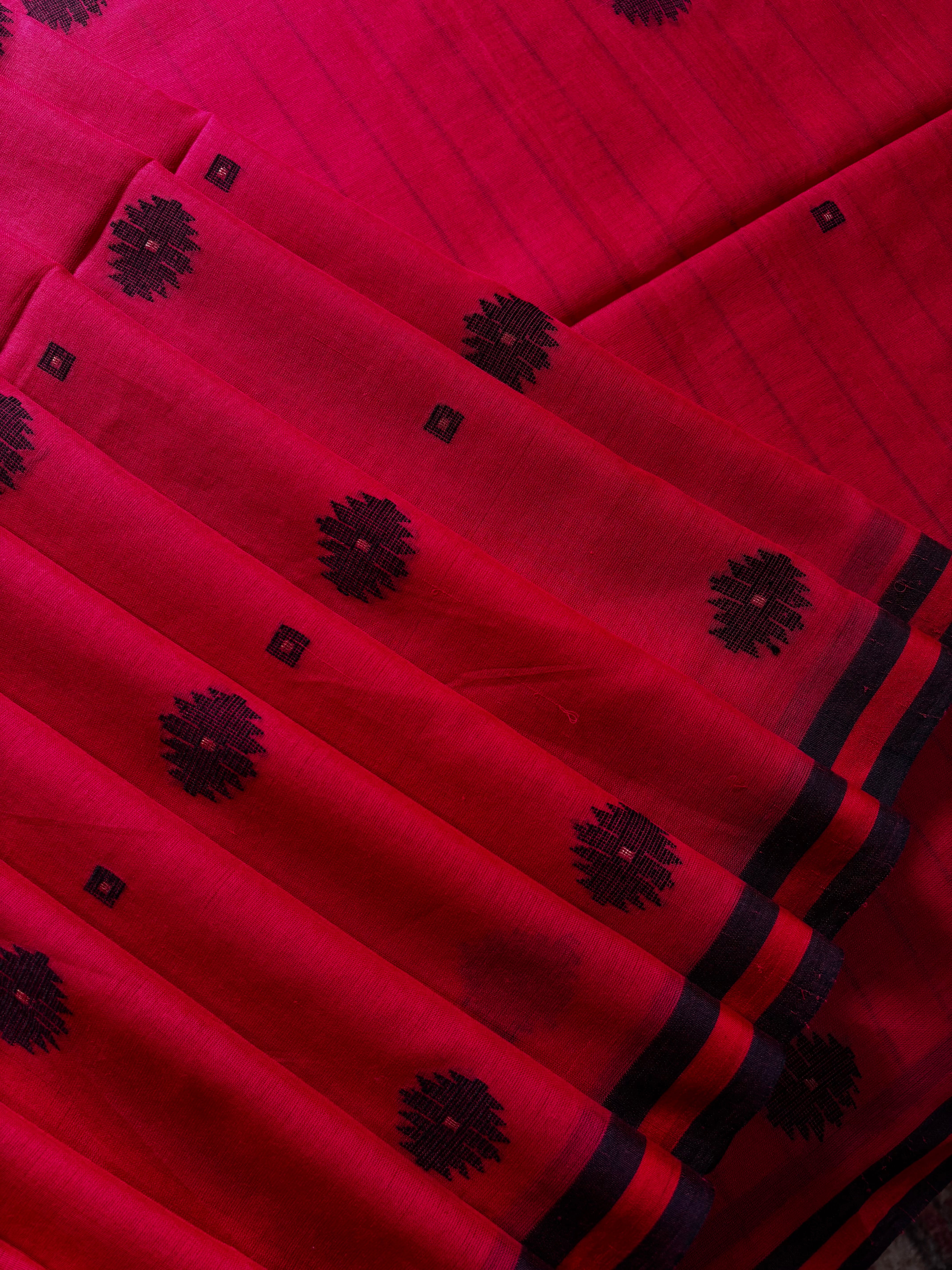 Handwoven Red Colour Cotton Jamdani
