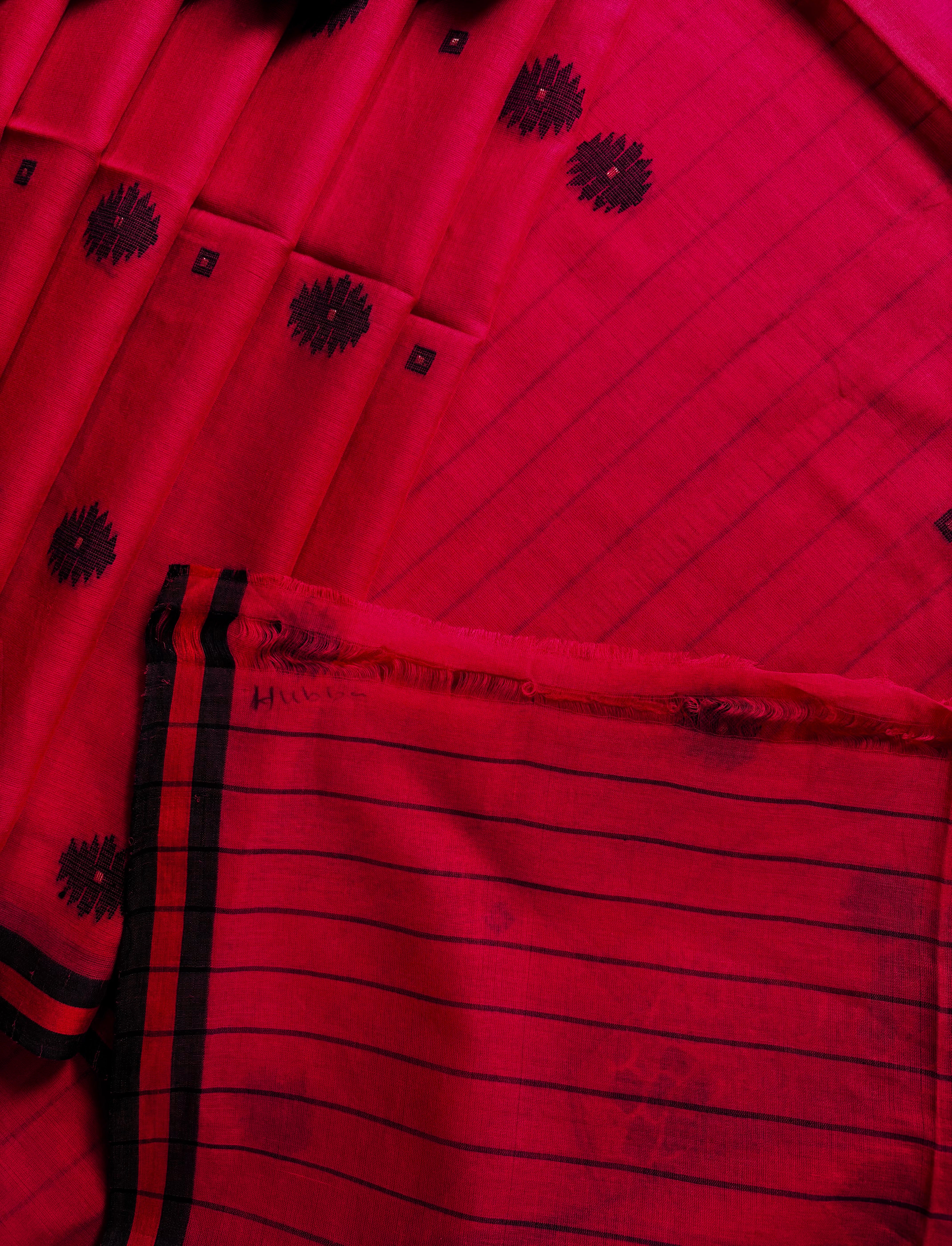 Handwoven Red Colour Cotton Jamdani