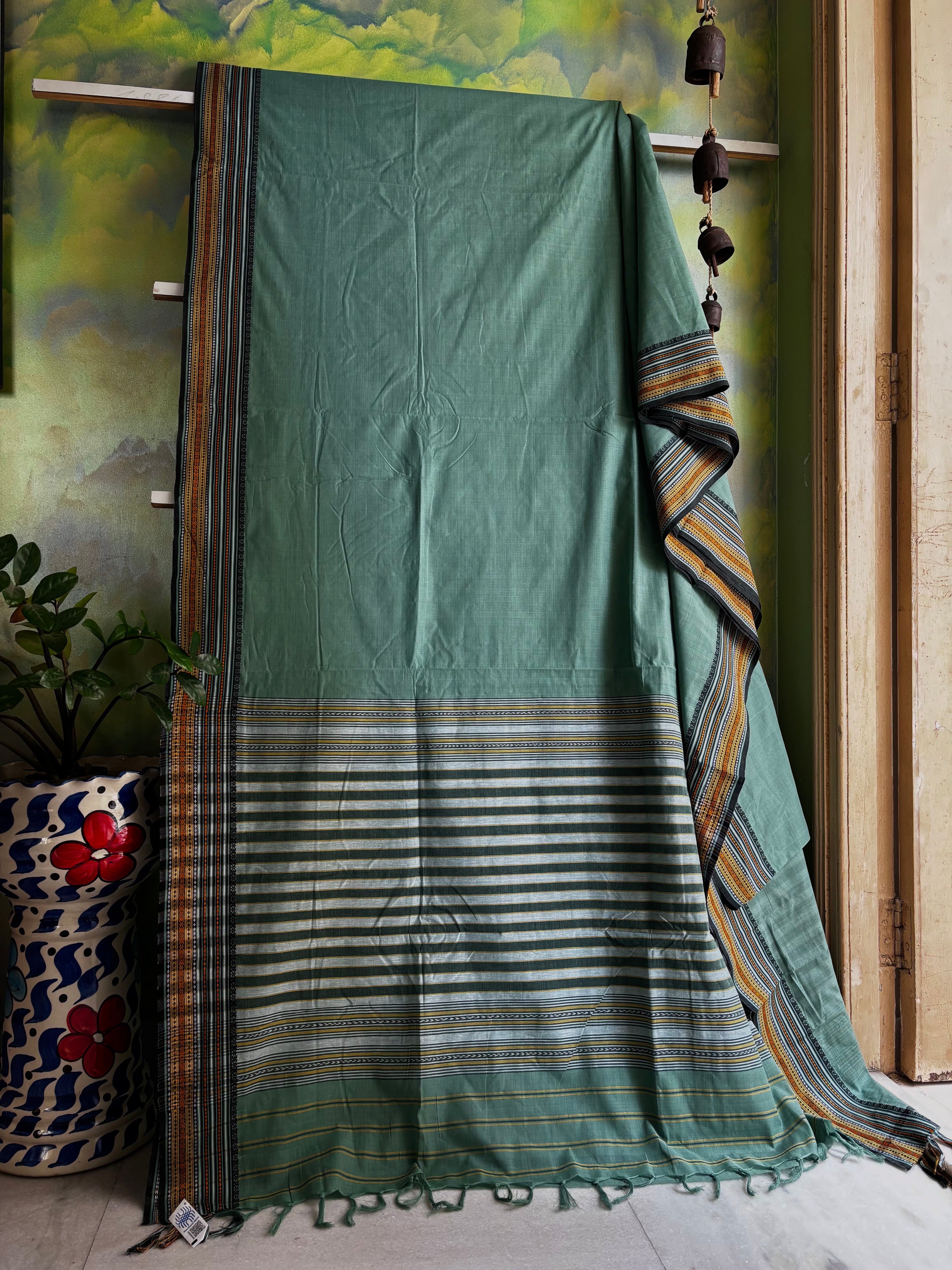 Handwoven Blue Grey Colour Begampuri Cotton Saree