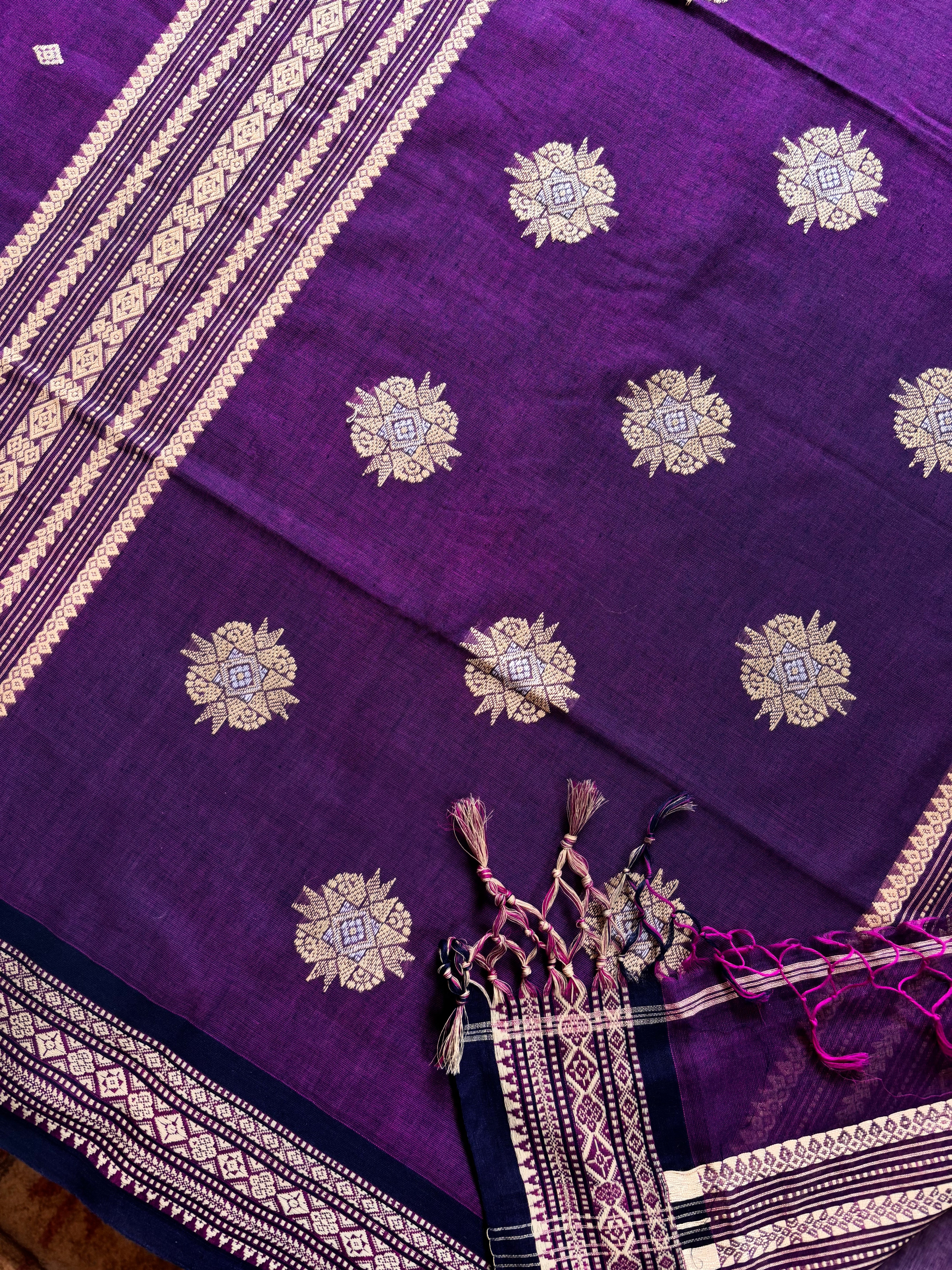 Handwoven Purple Colour Phulia Cotton Saree