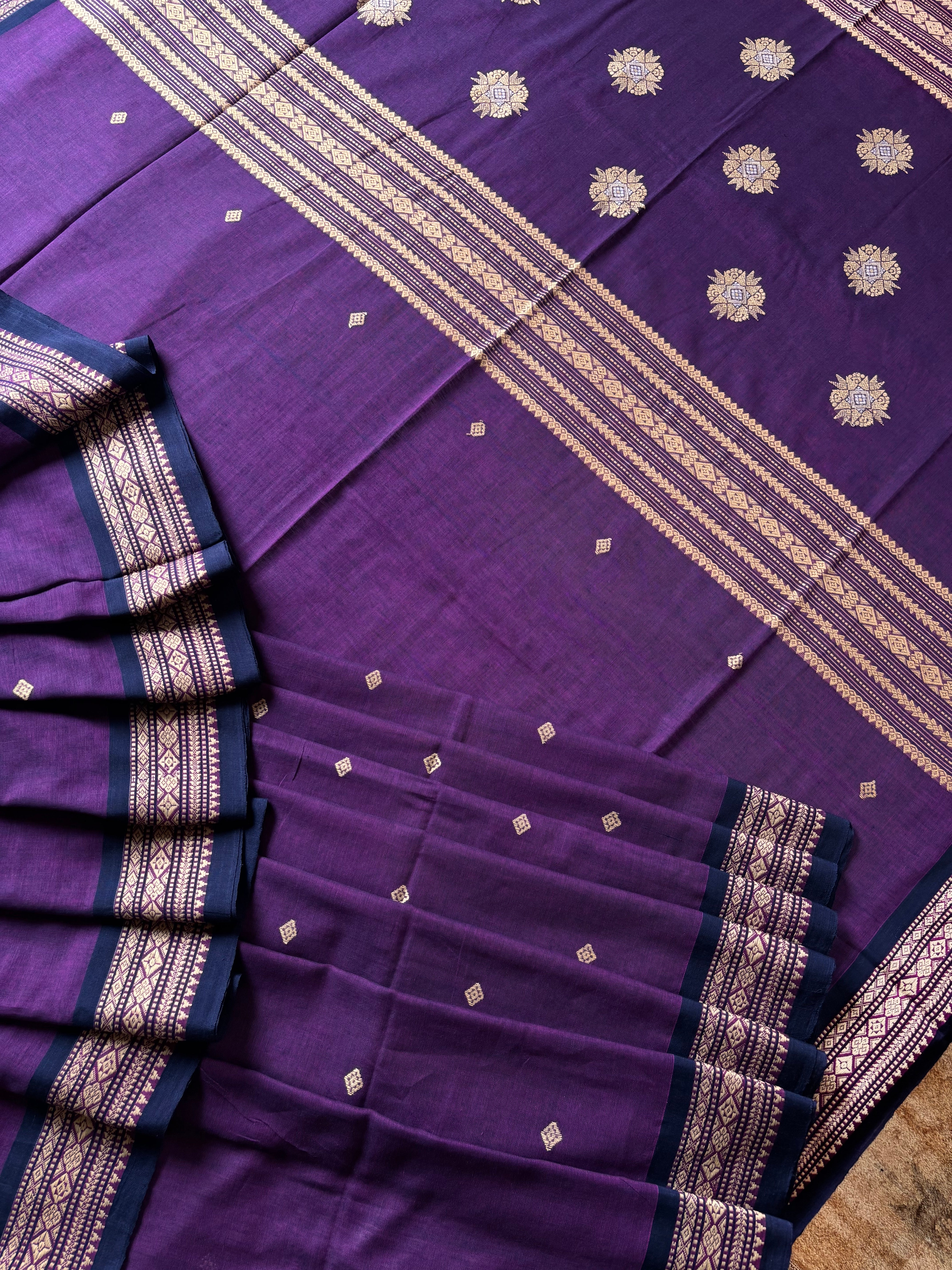 Handwoven Purple Colour Phulia Cotton Saree