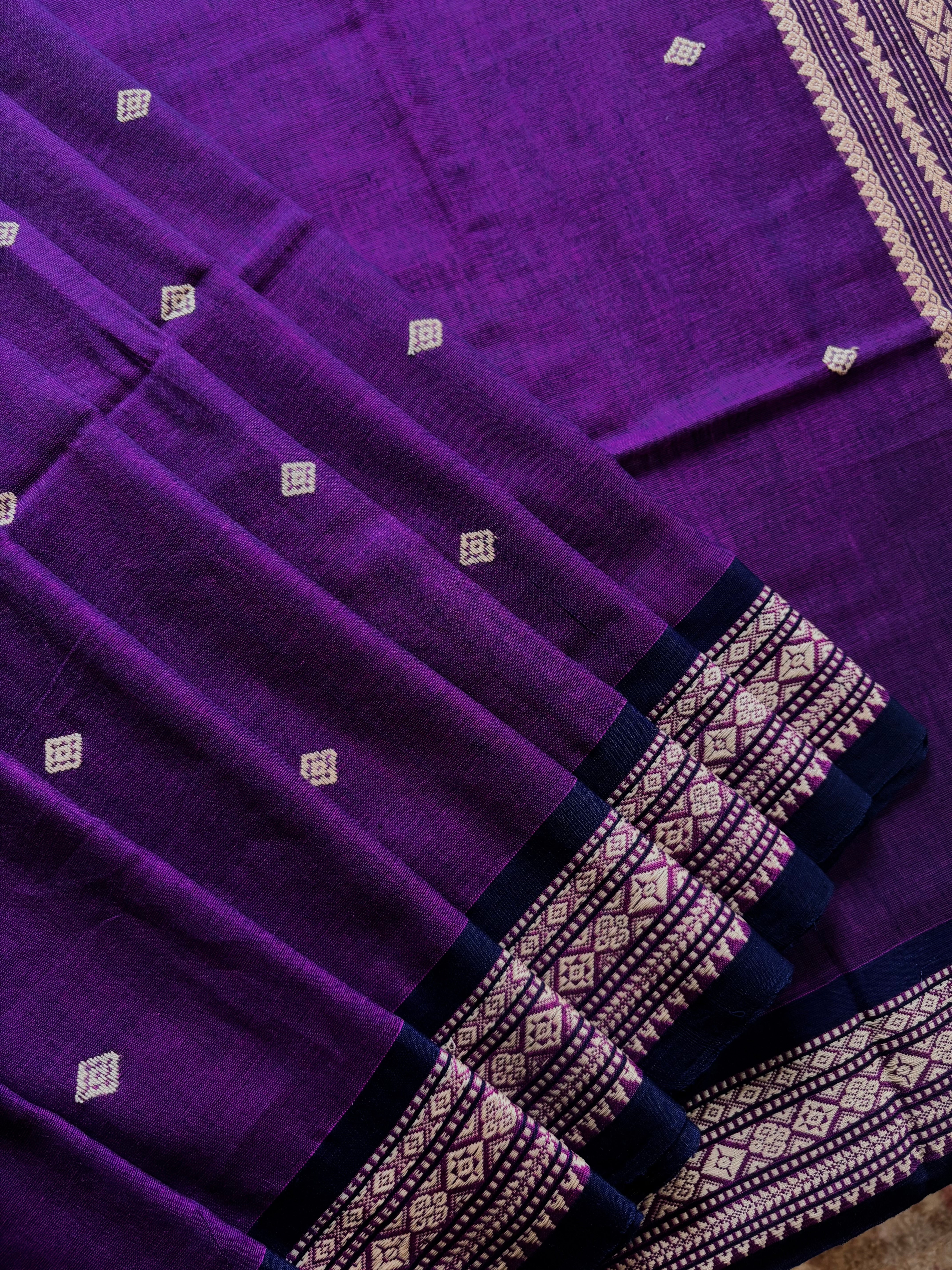 Handwoven Purple Colour Phulia Cotton Saree