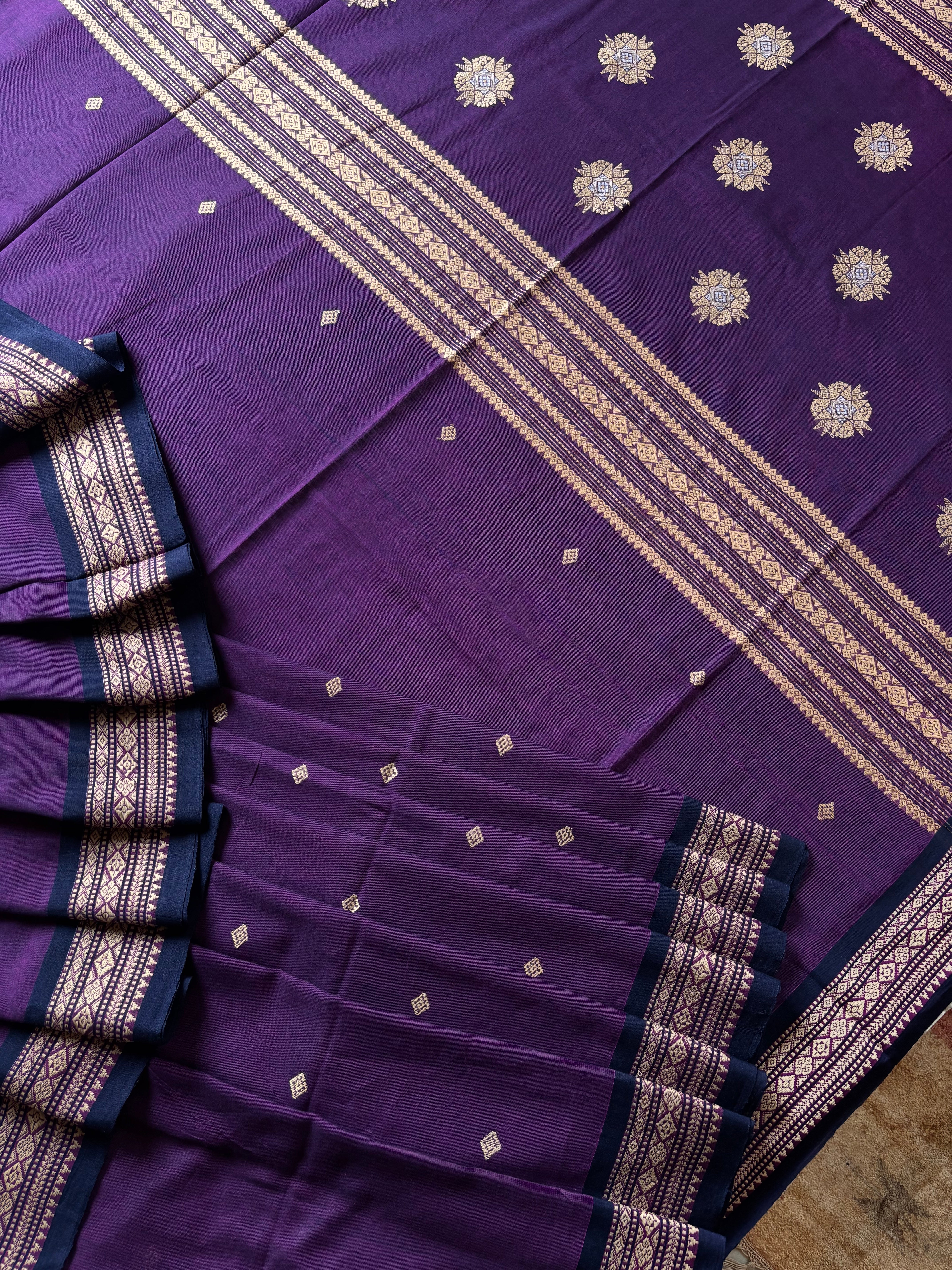 Handwoven Purple Colour Phulia Cotton Saree