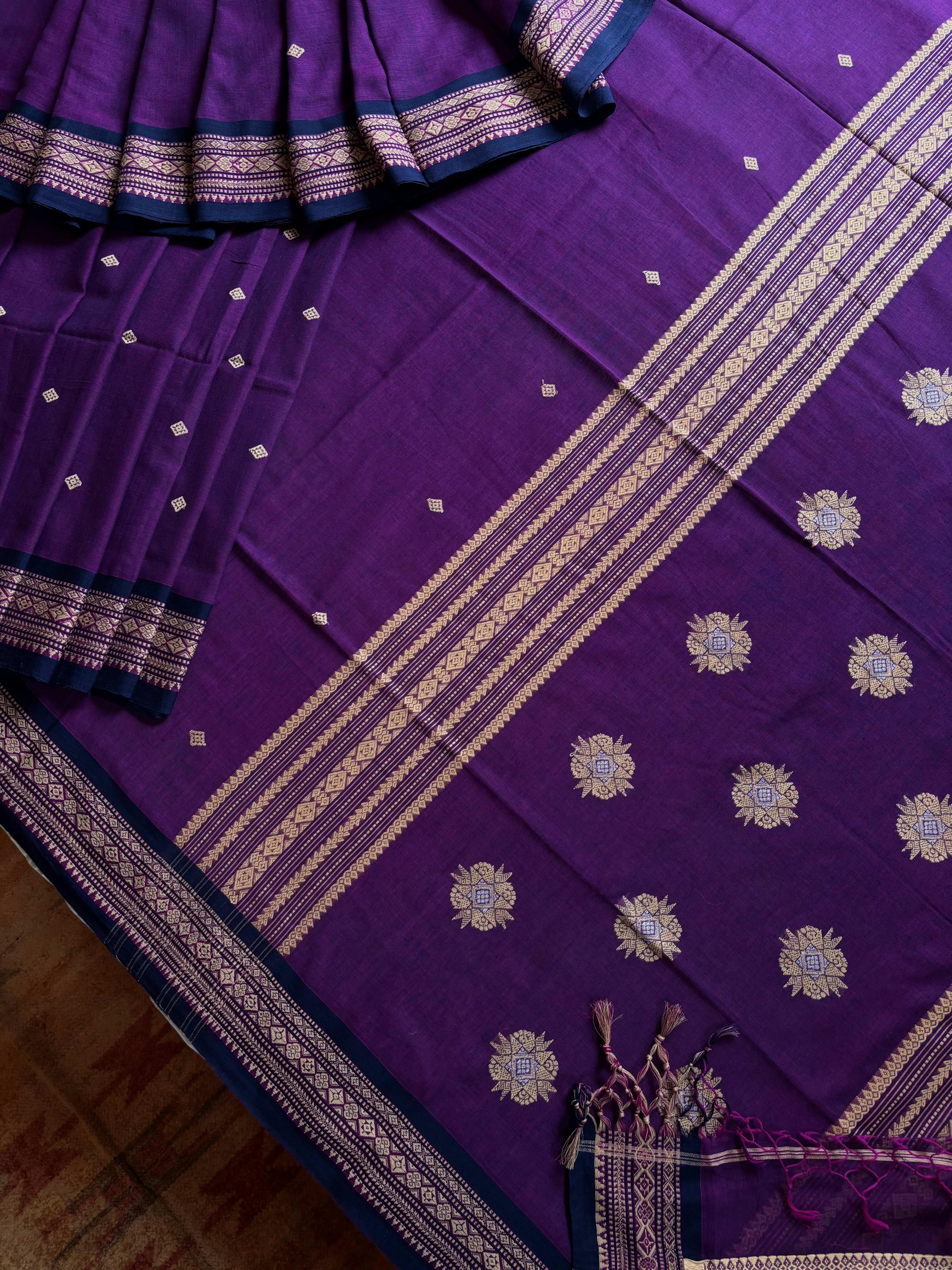 Handwoven Purple Colour Phulia Cotton Saree