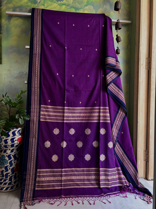 Handwoven Purple Colour Phulia Cotton Saree