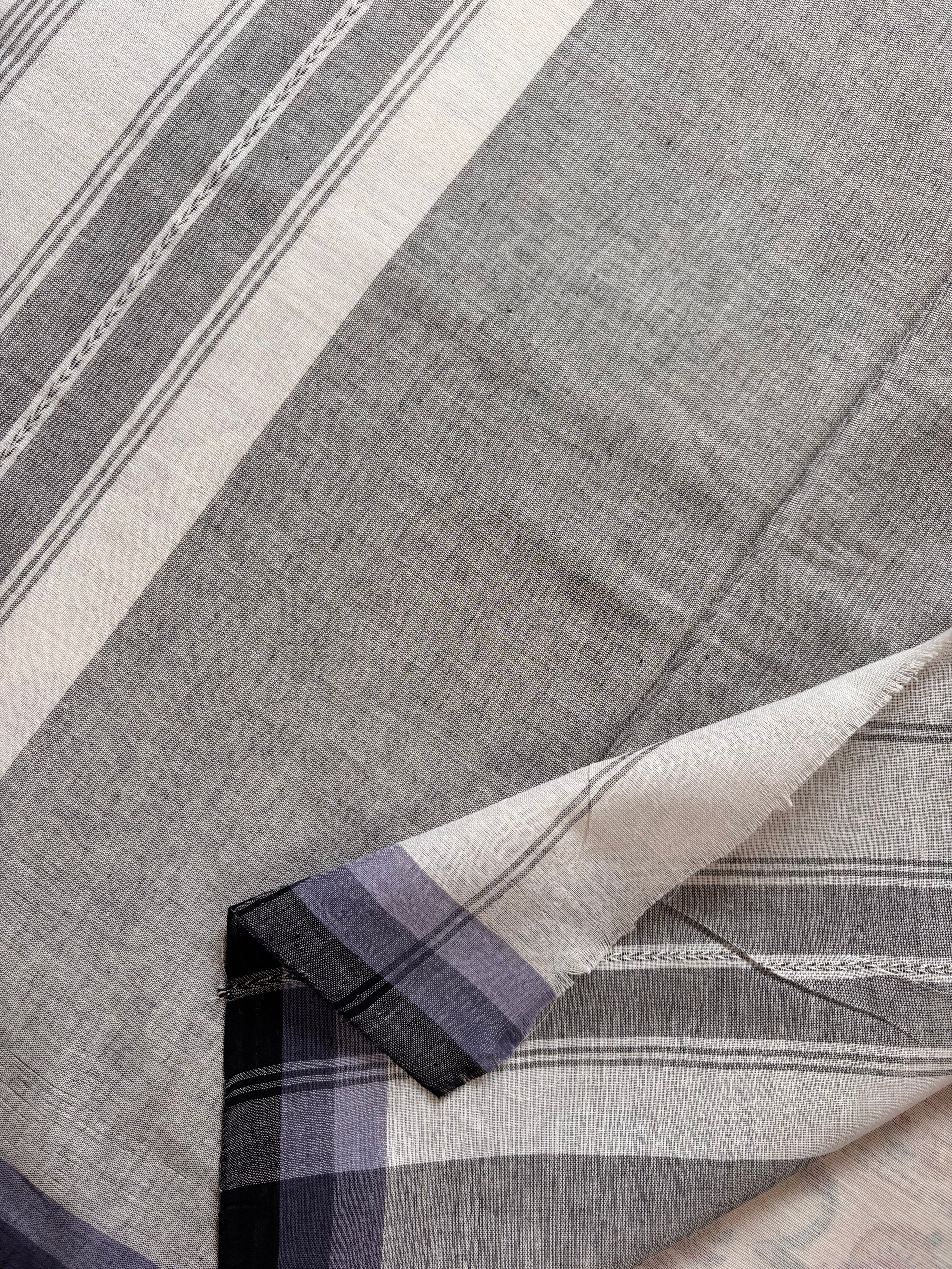 Handwoven White Colour Dhonekhali Cotton Saree