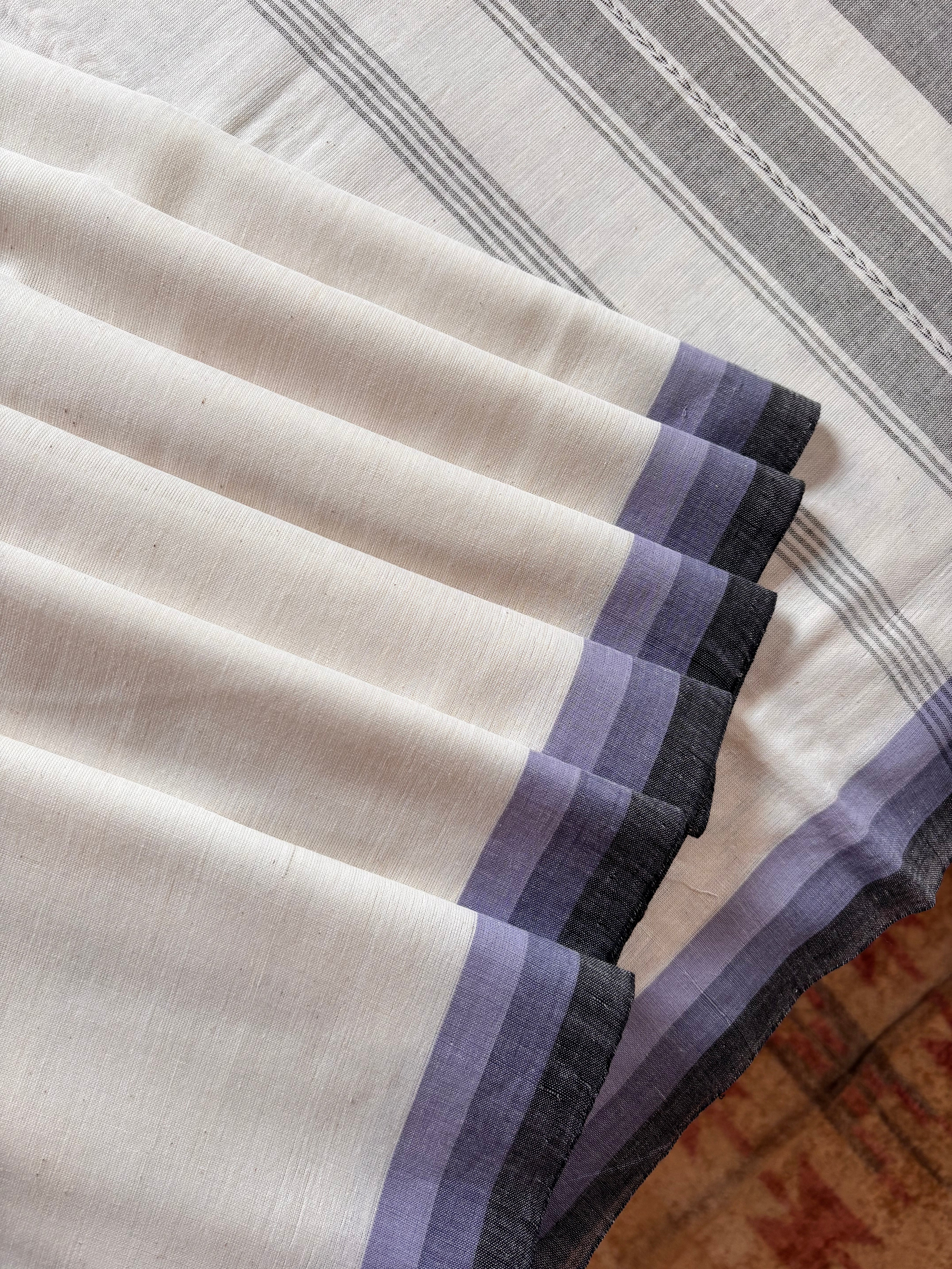 Handwoven White Colour Dhonekhali Cotton Saree