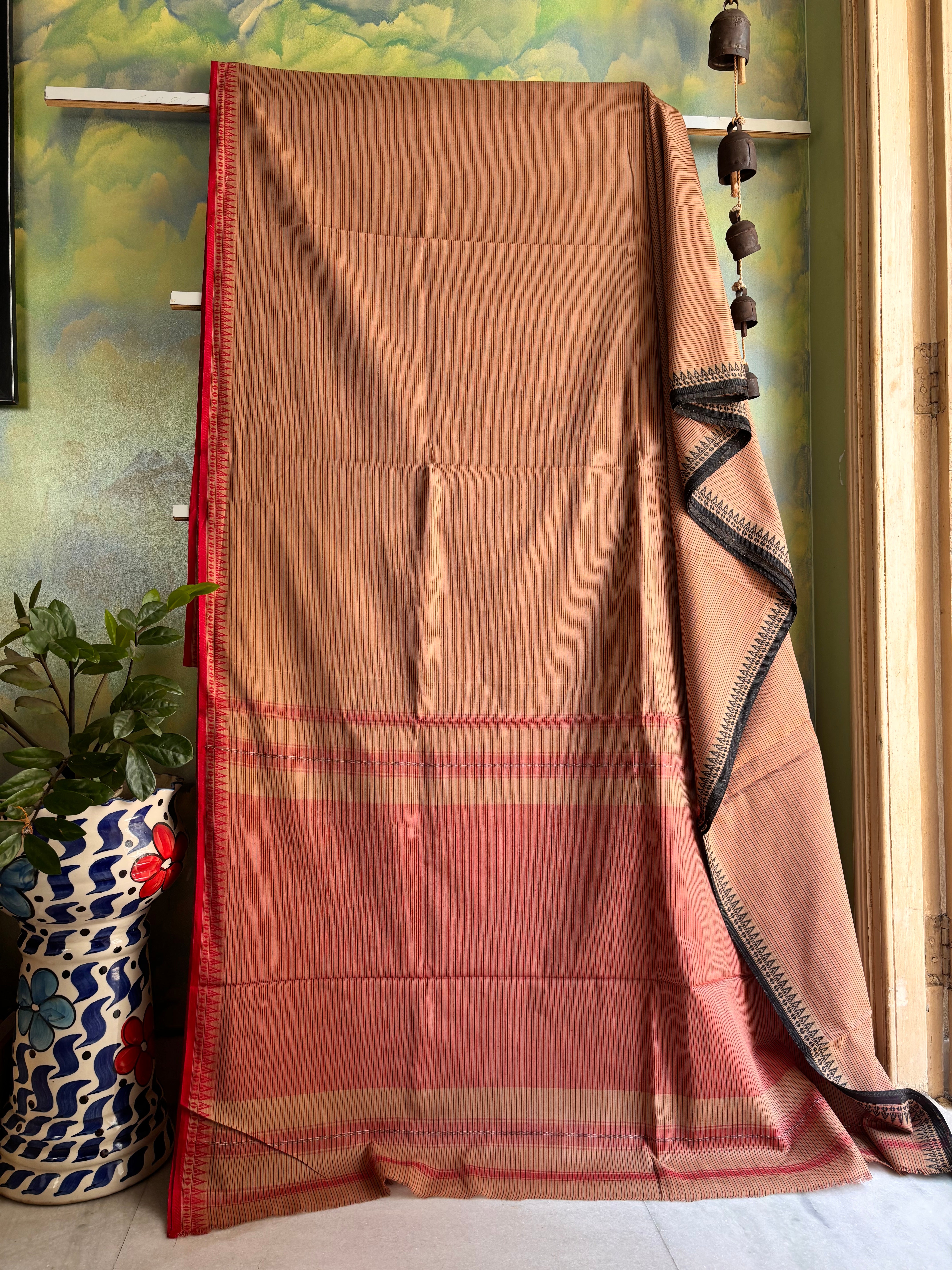 Handwoven Beige Colour Dhonekhali Cotton Saree
