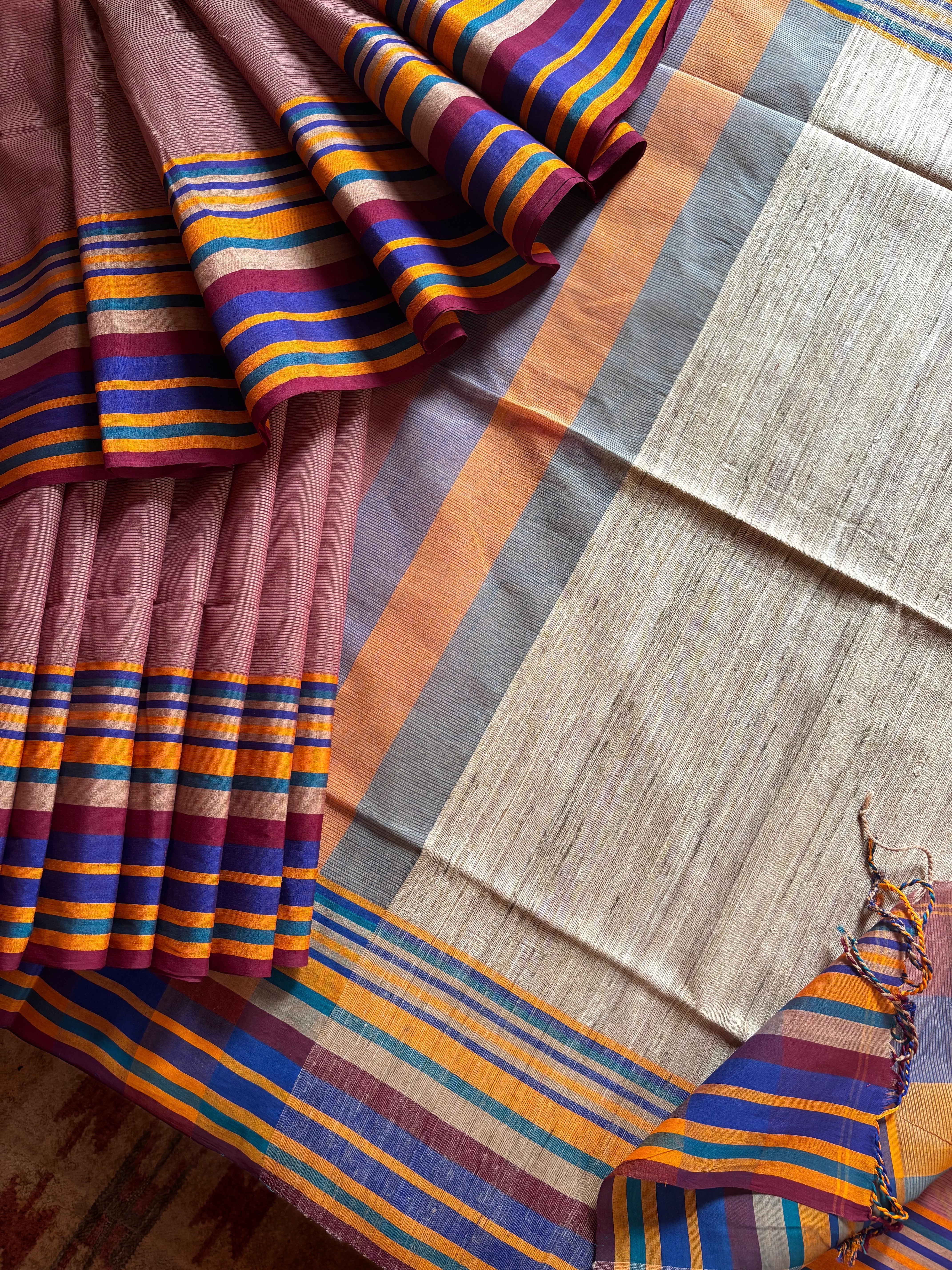 Handwoven Dusty Pink Colour Phulia Cotton Saree