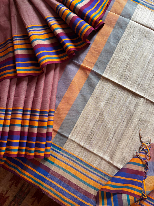 Handwoven Dusty Pink Colour Phulia Cotton Saree