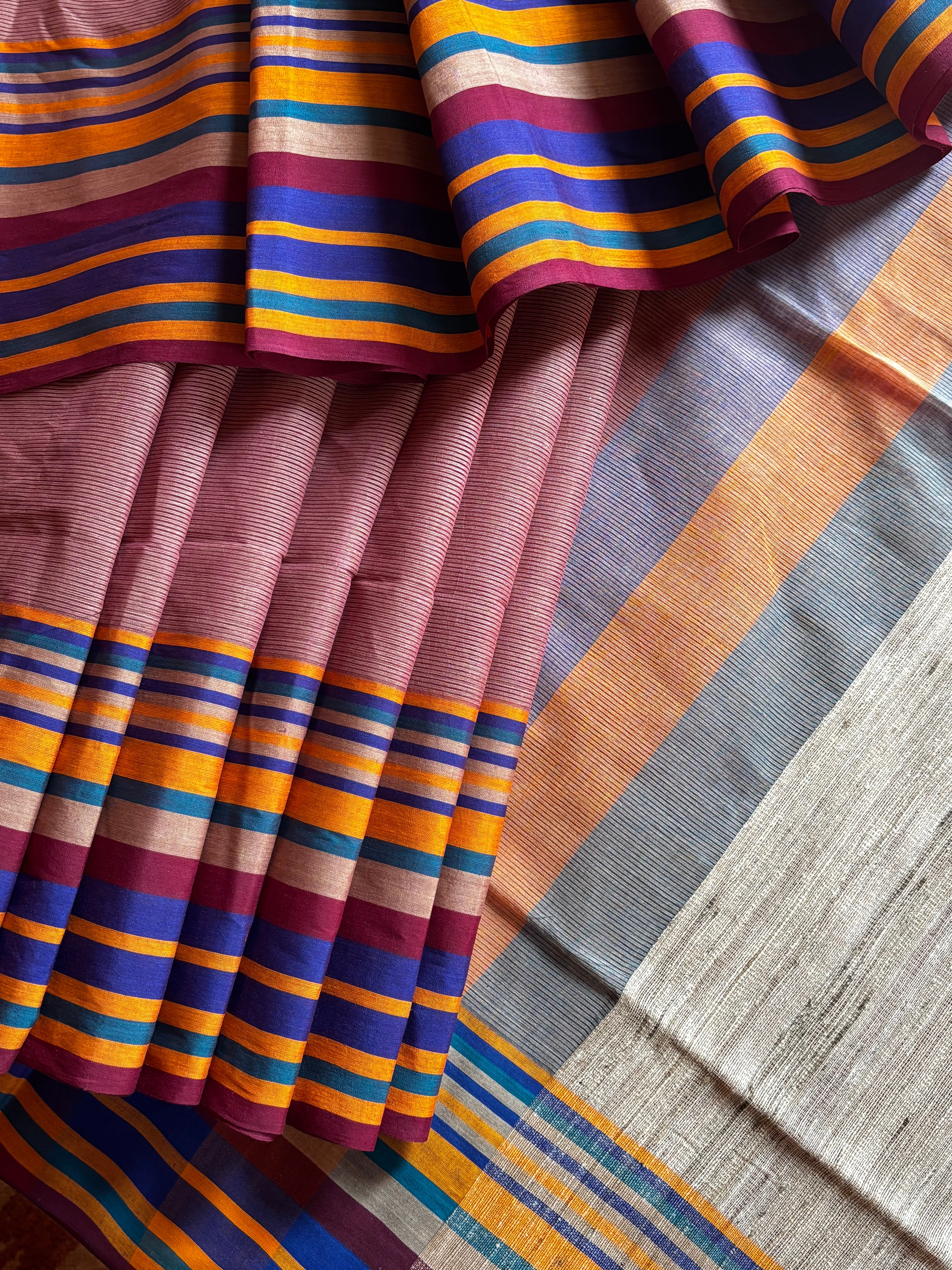 Handwoven Dusty Pink Colour Phulia Cotton Saree