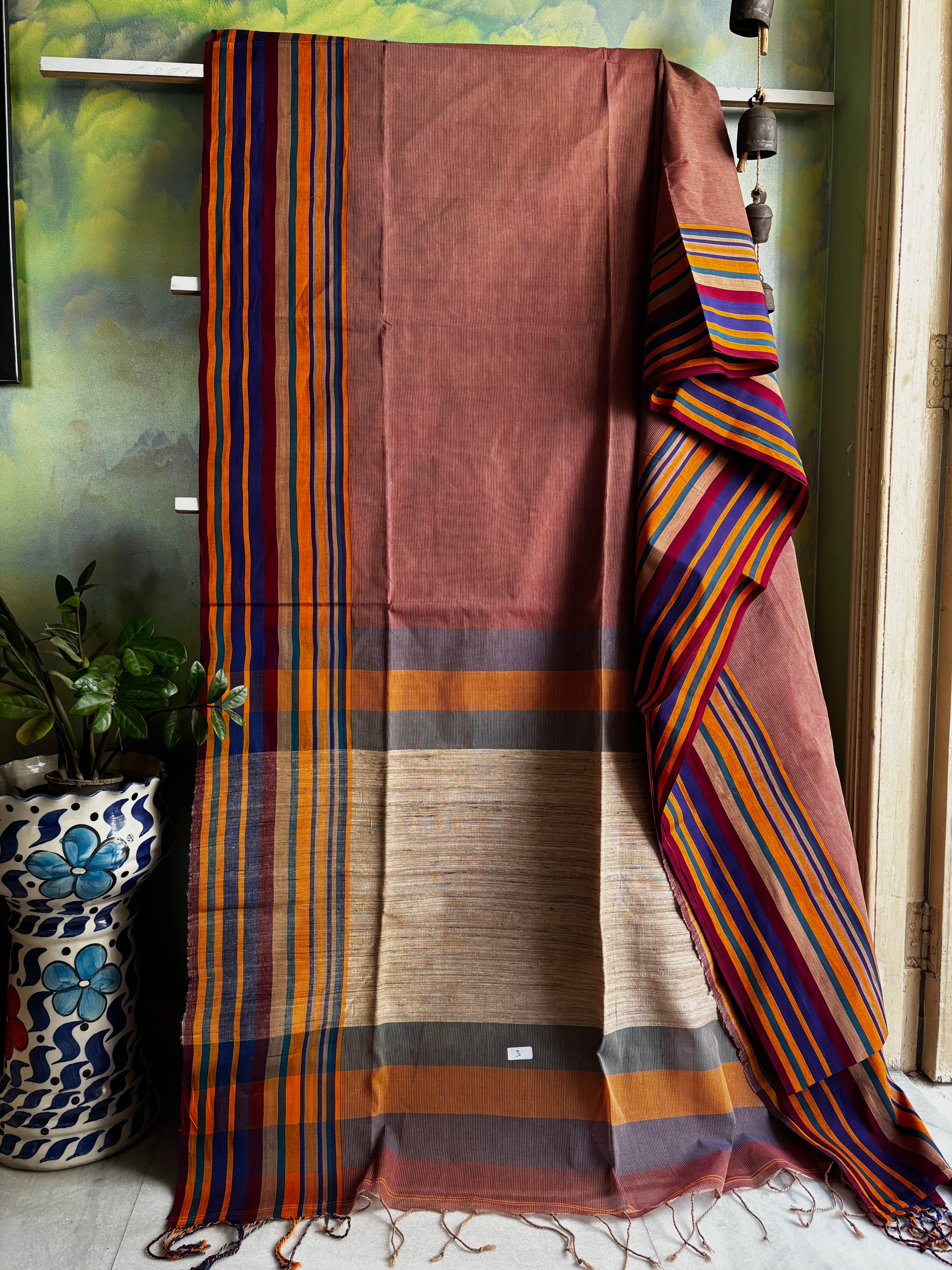 Handwoven Dusty Pink Colour Phulia Cotton Saree