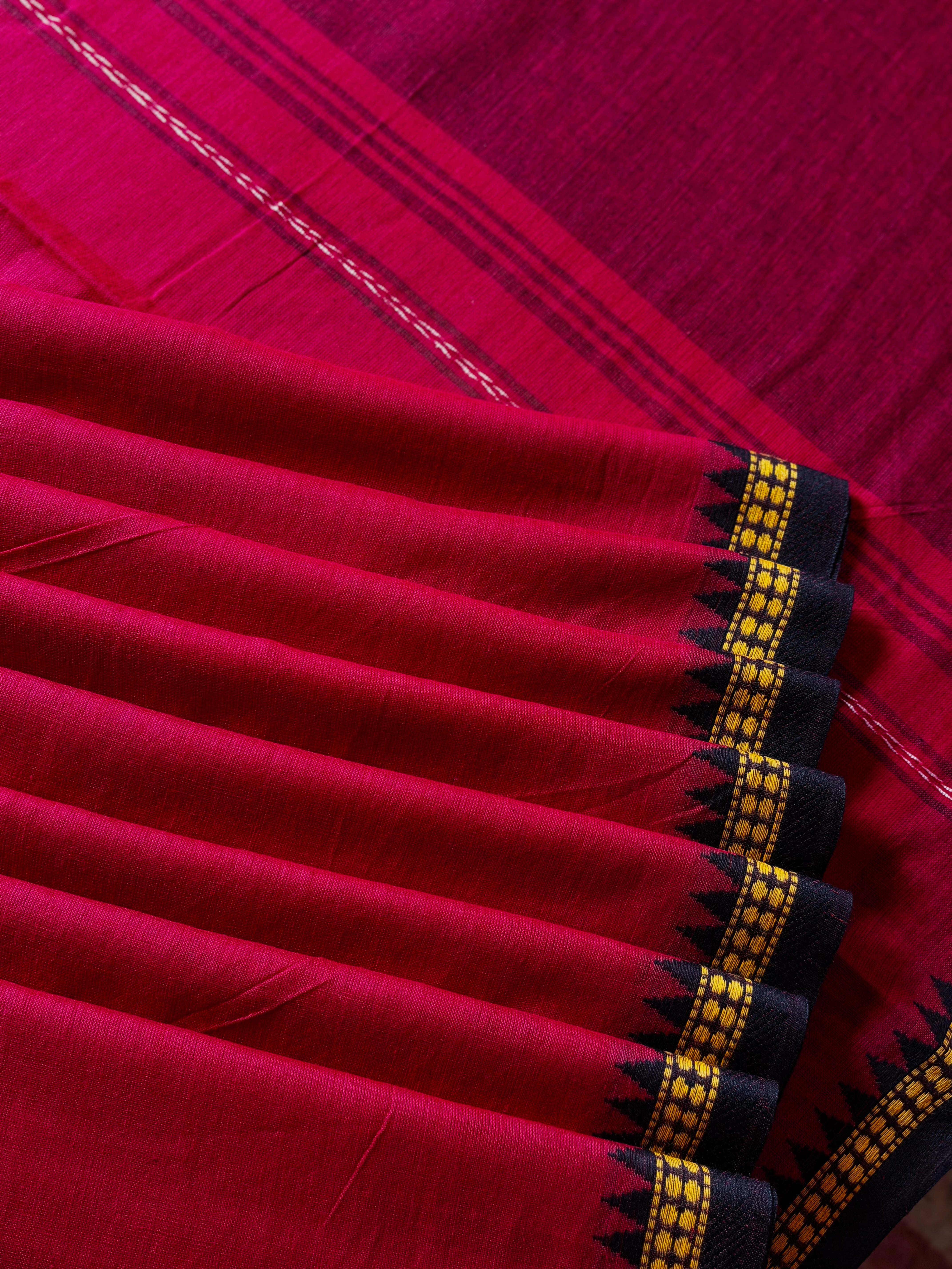 Handwoven Red Colour Dhonekhali Cotton Saree