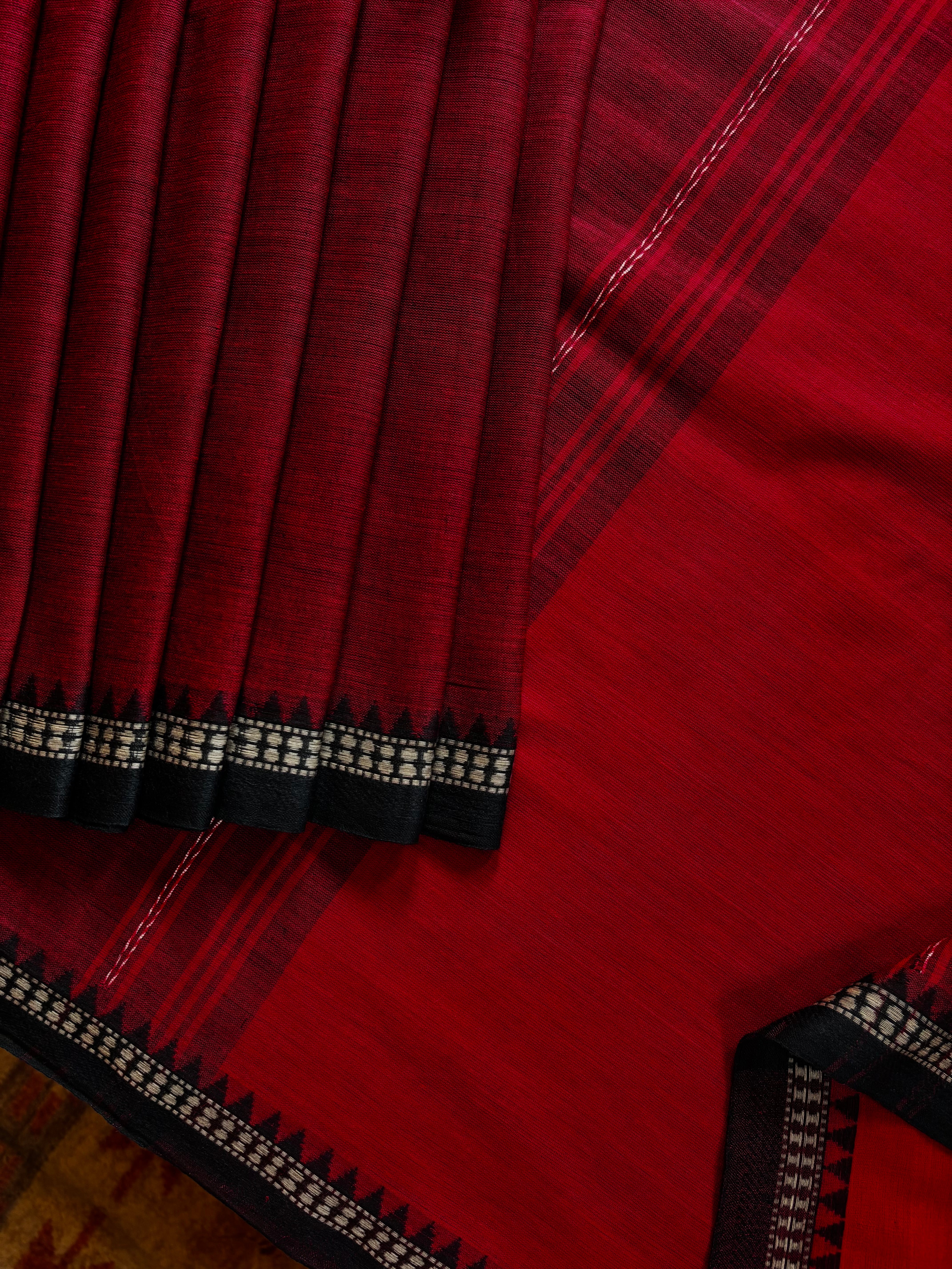 Handwoven Maroon Colour Dhonekhali Cotton Saree