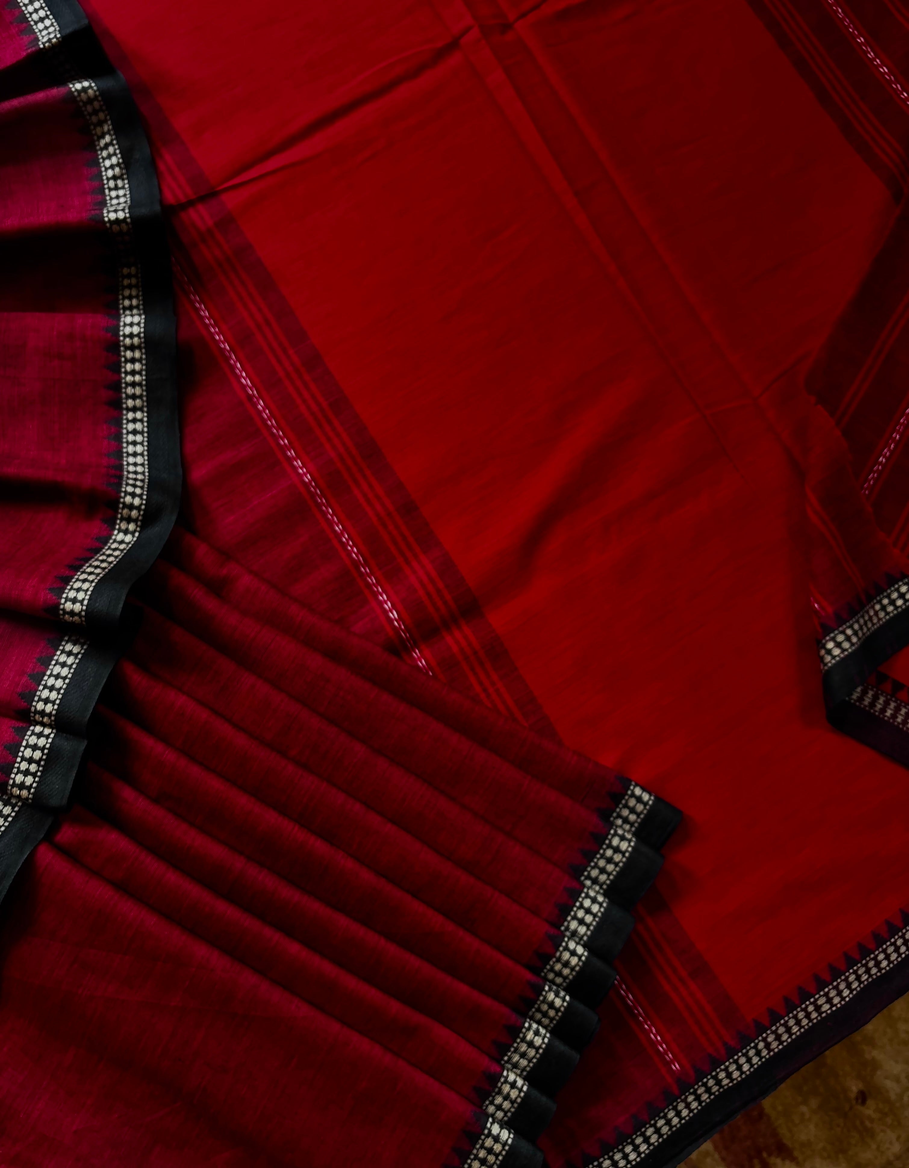 Handwoven Maroon Colour Dhonekhali Cotton Saree