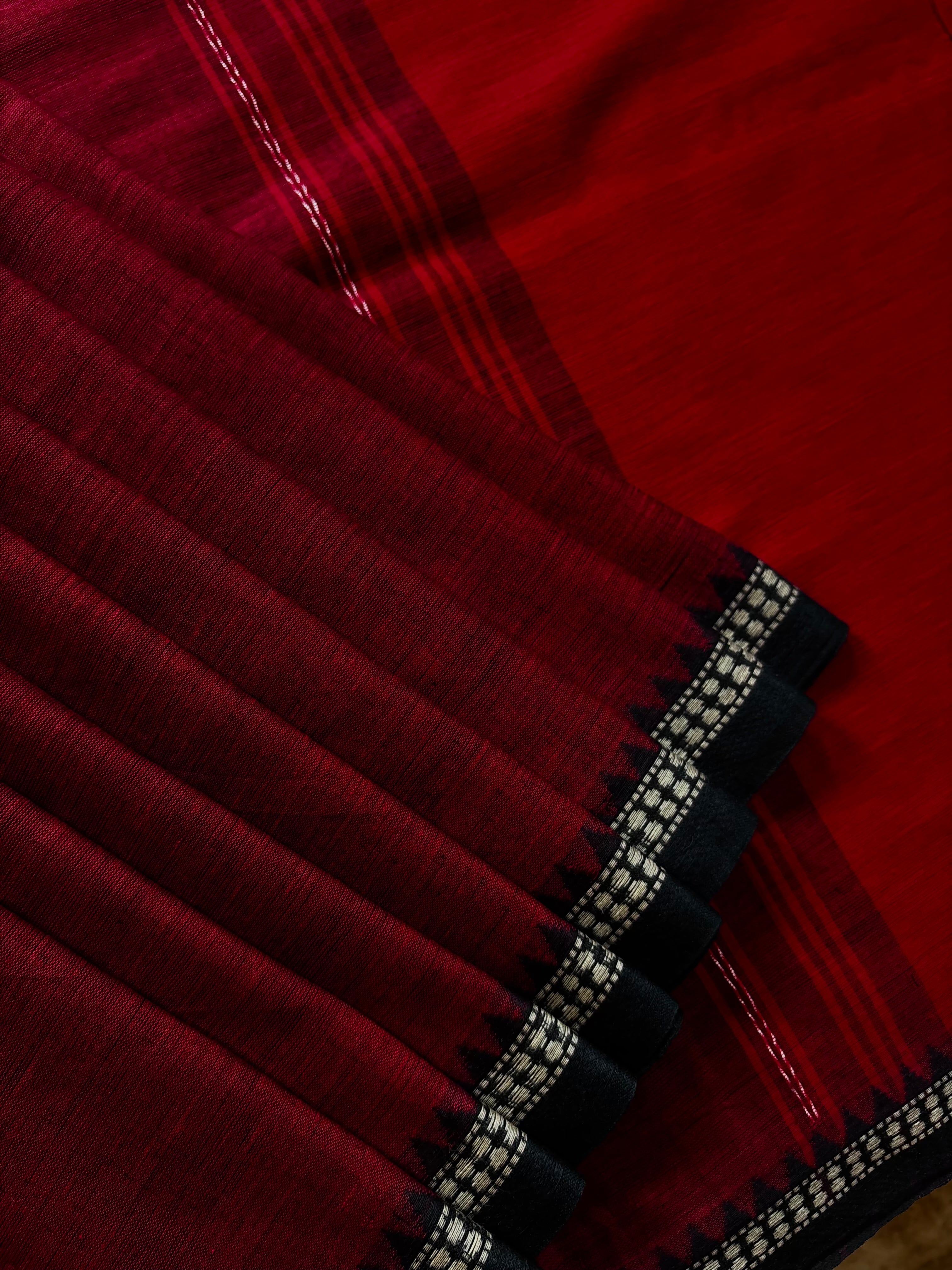 Handwoven Maroon Colour Dhonekhali Cotton Saree