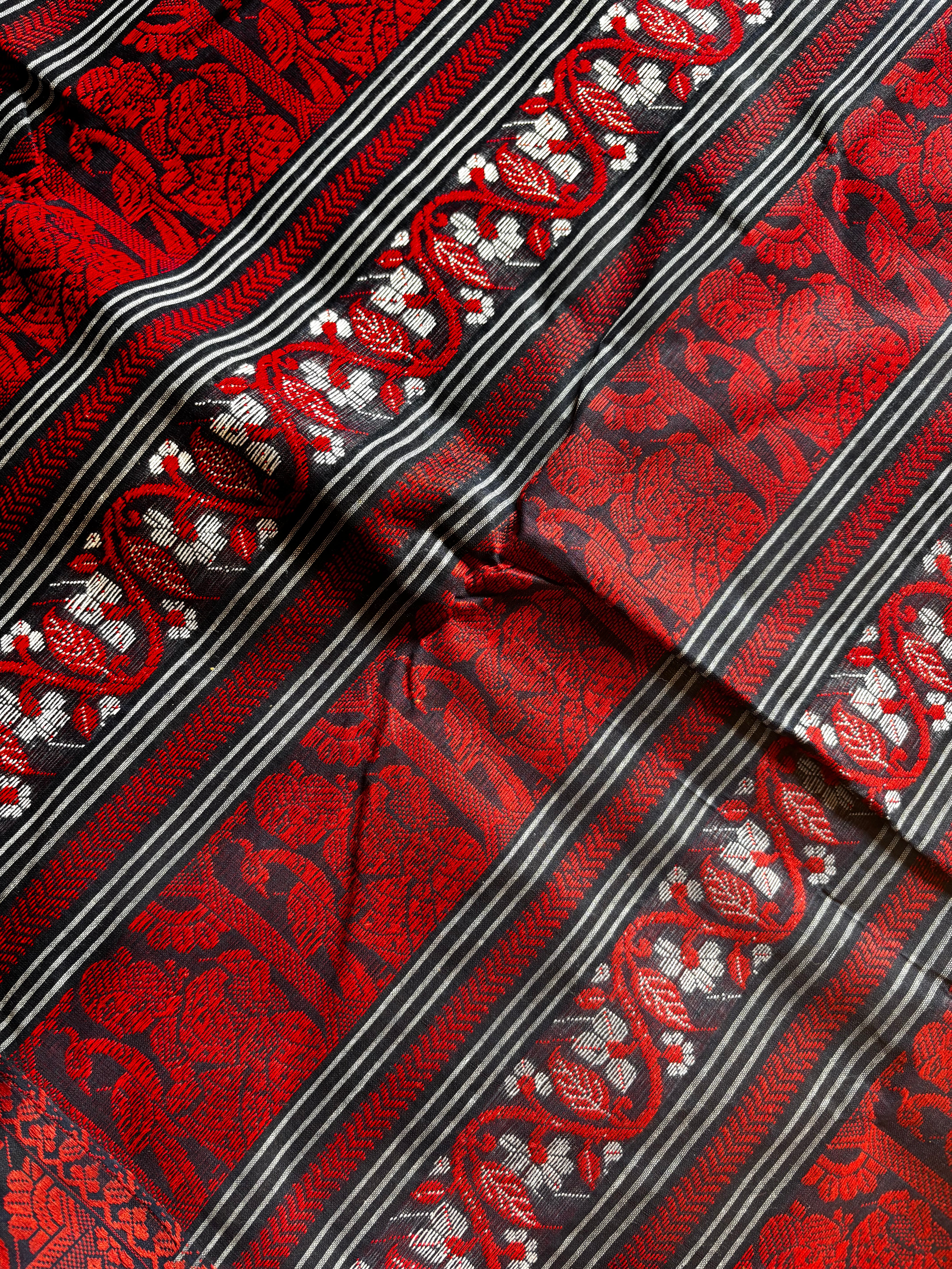 Handwoven Midnight Blue Baluchari Cotton Saree