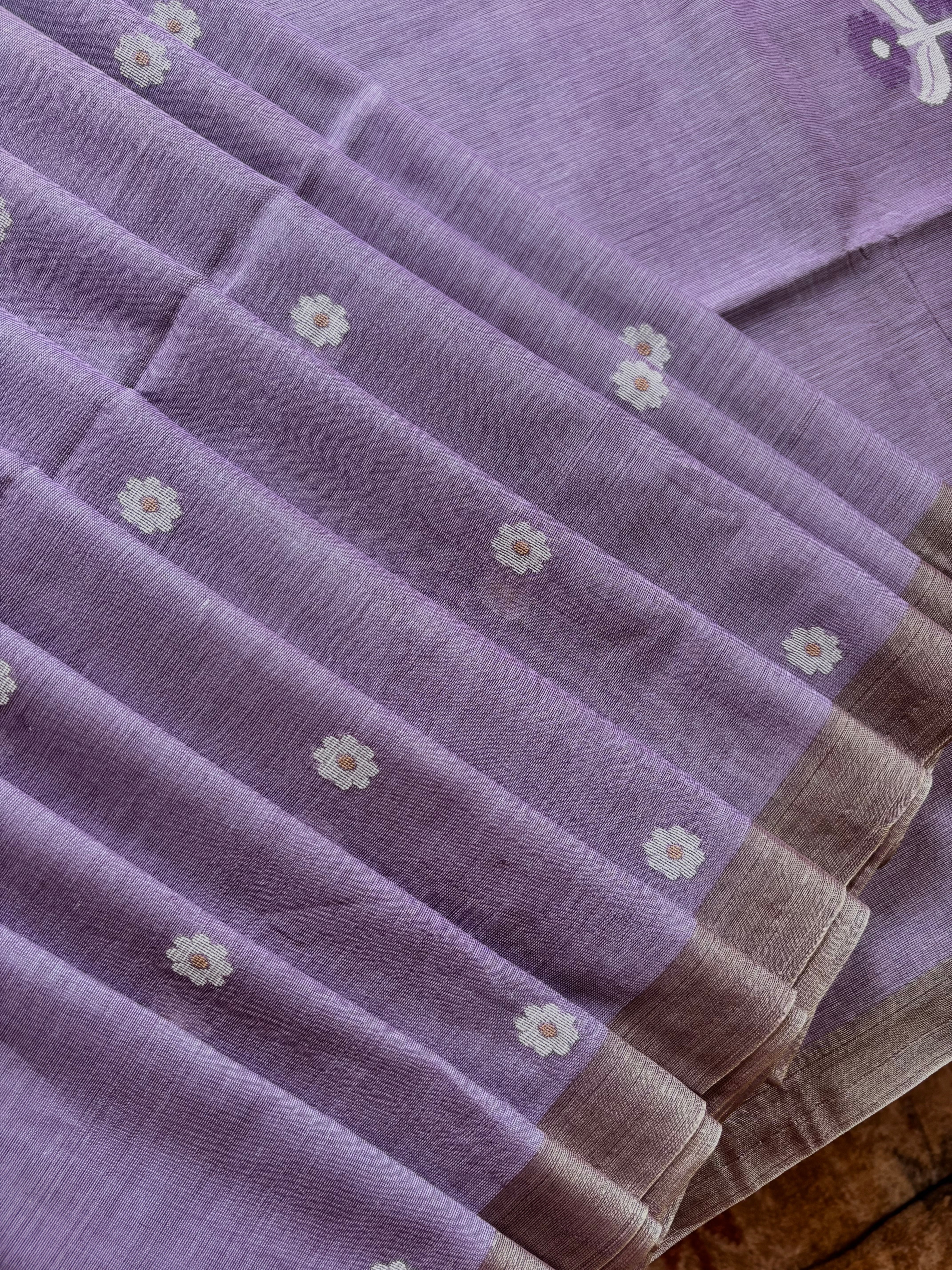 Handwoven Light Licac Cotton Jamdani Saree