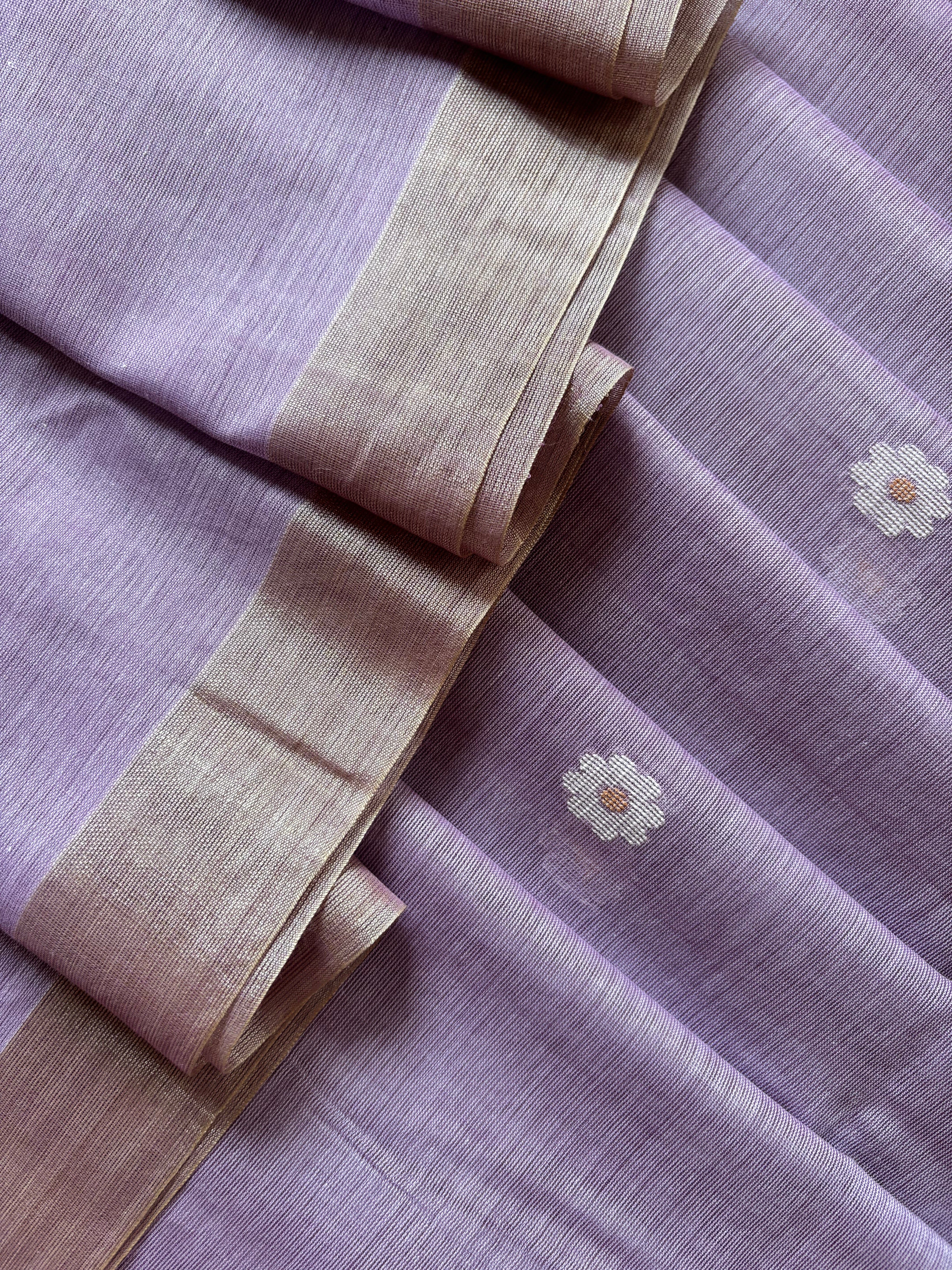 Handwoven Light Licac Cotton Jamdani Saree