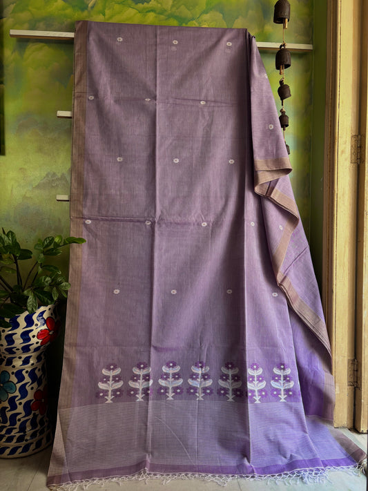 Handwoven Light Licac Cotton Jamdani Saree