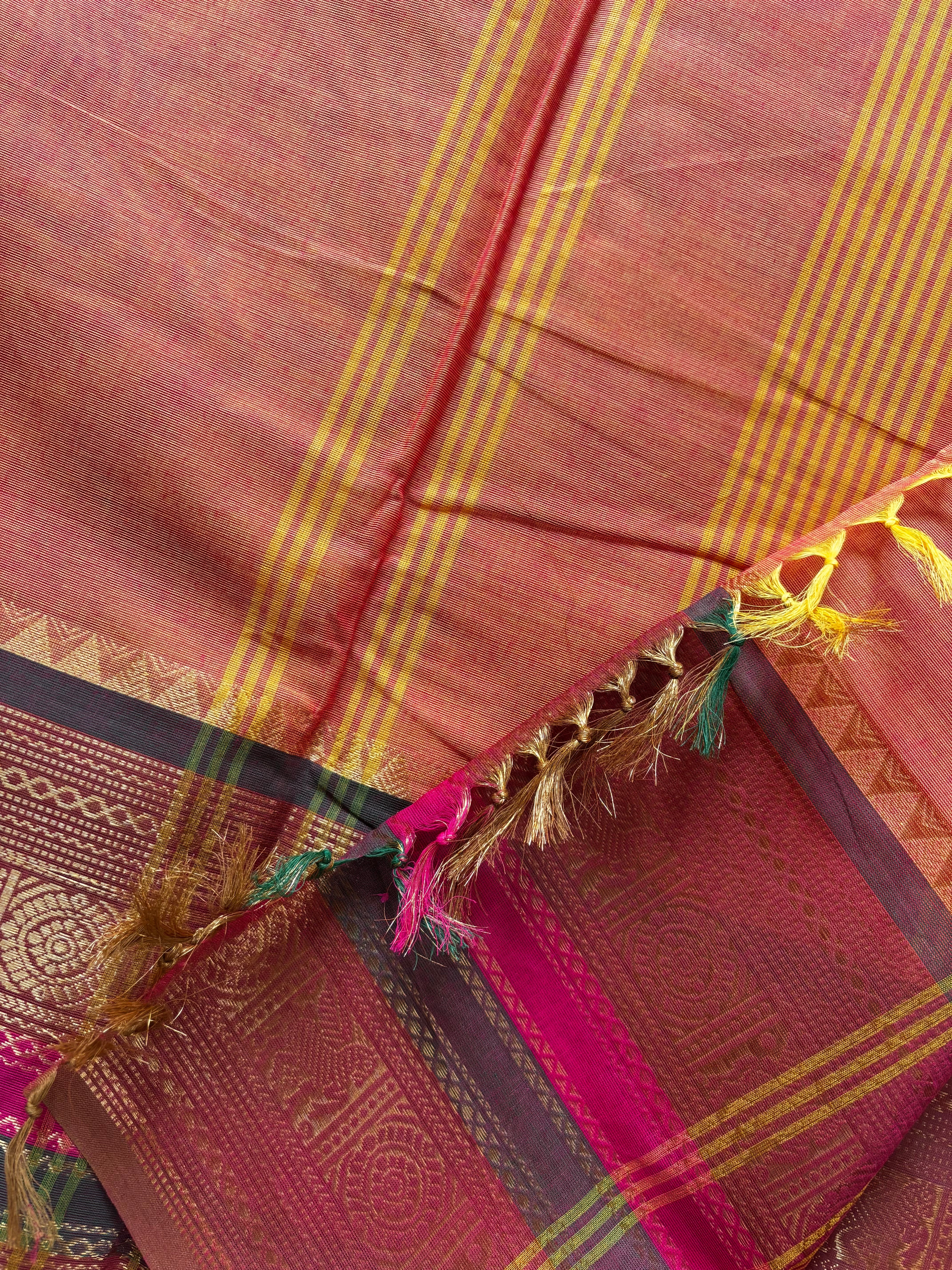 Light Orange Colour Kanchipuram Cotton Saree