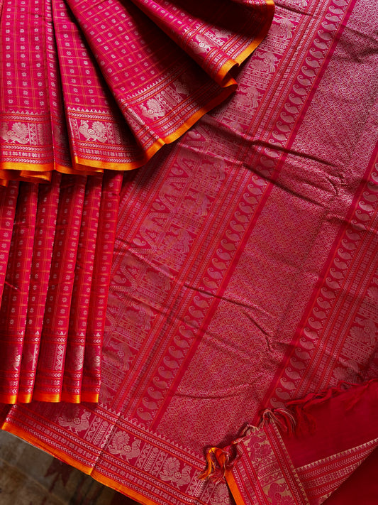 Handwoven Red Aayirum Butta Kanchipuram Saree