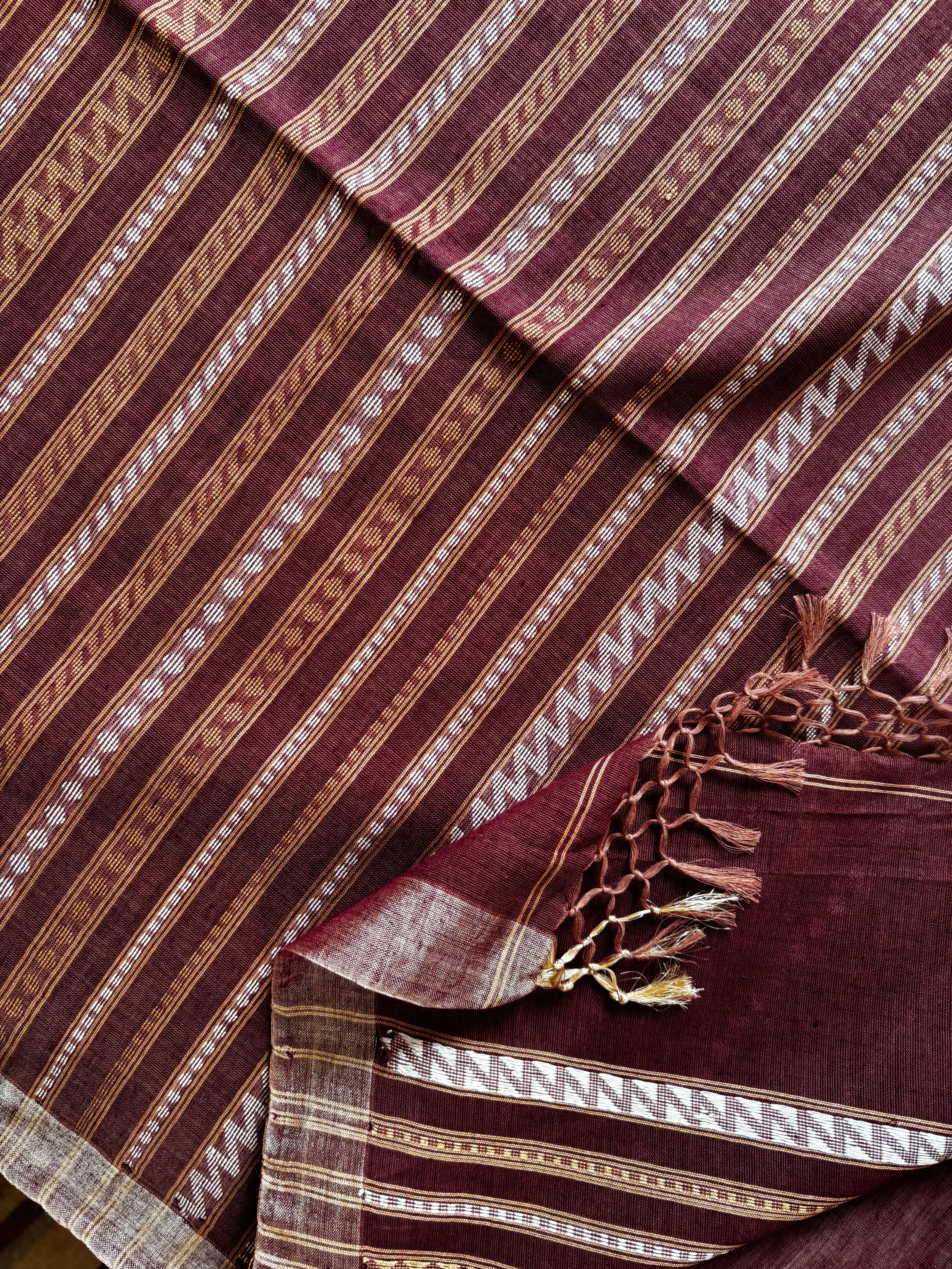 Handwoven Light Brown Colour Cotton Jamdani Saree
