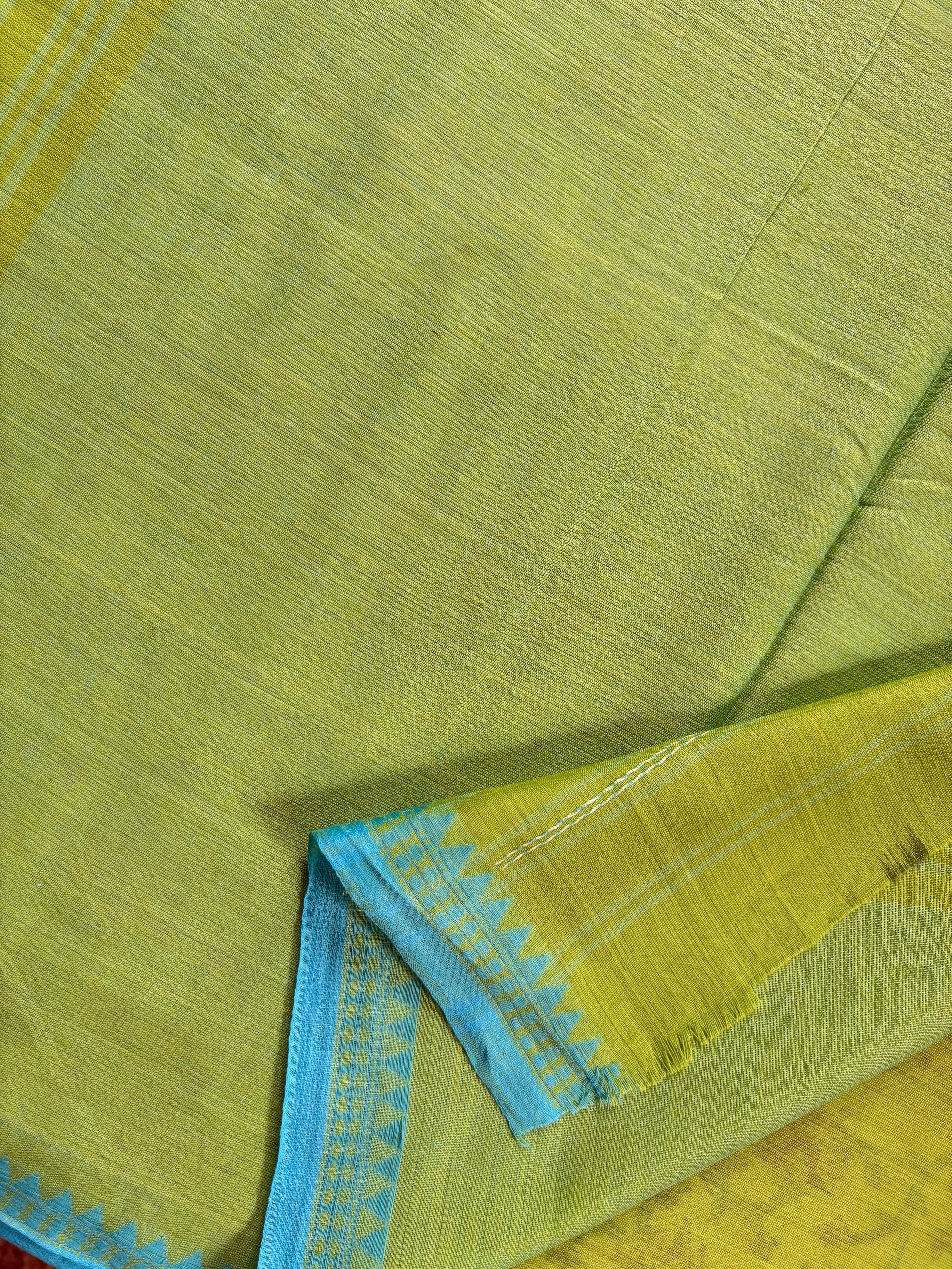 Handwoven Light Green Colour Cotton Dhonekhali Saree