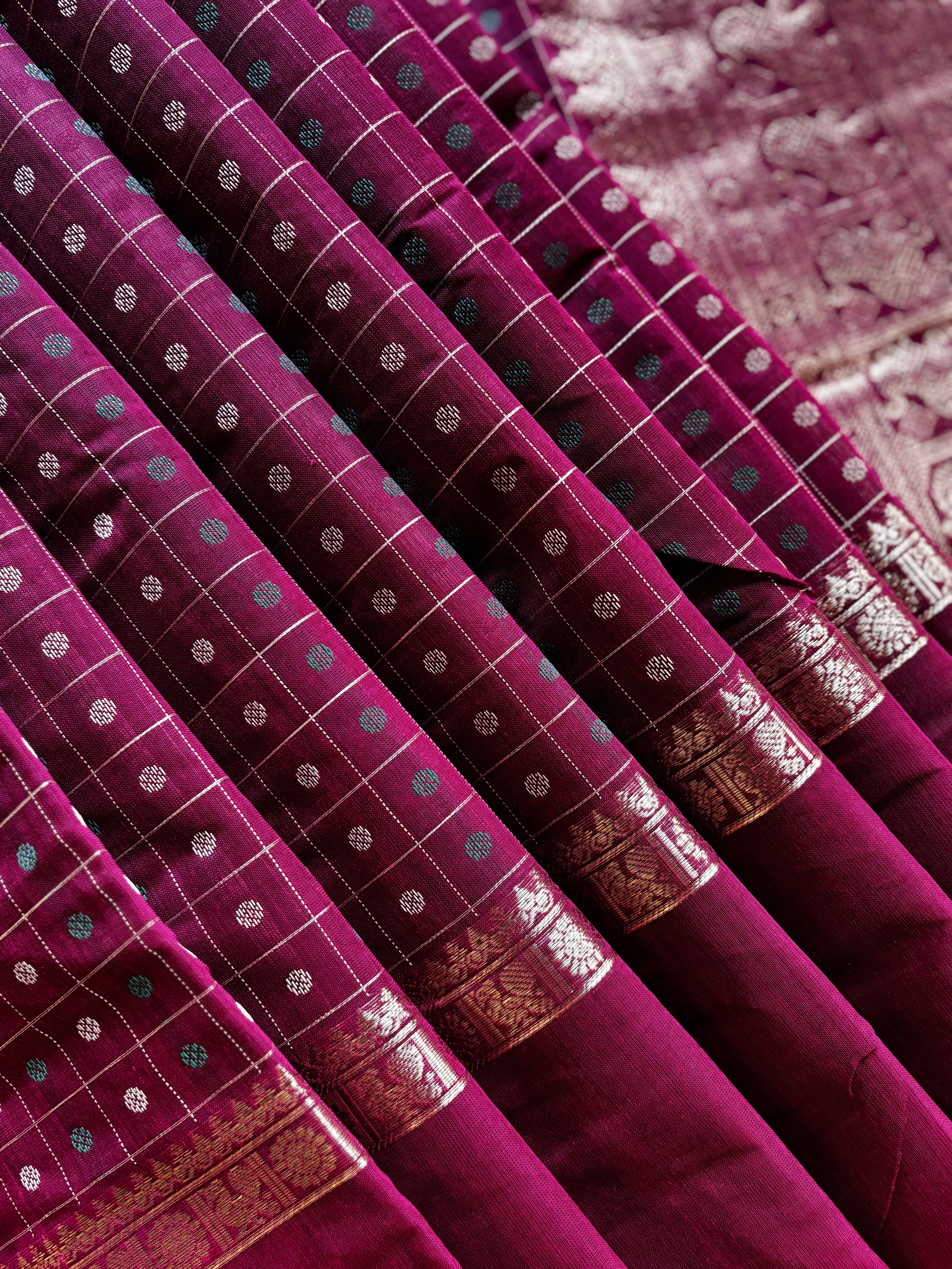 Handwoven Maroonish Pink Colour Kanchipuram Cotton Saree