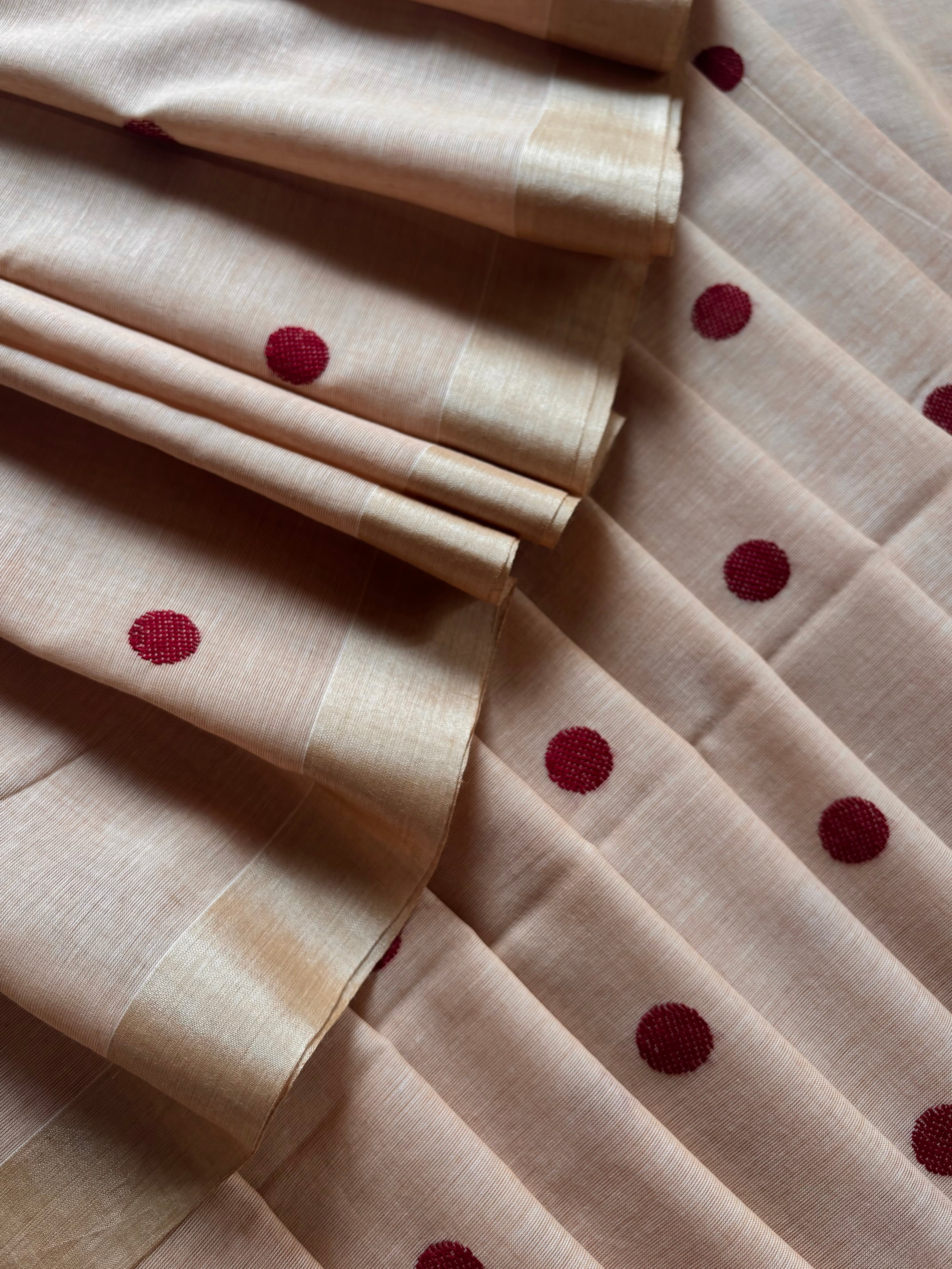 Handwoven Beige Colour Phulia Cotton Saree