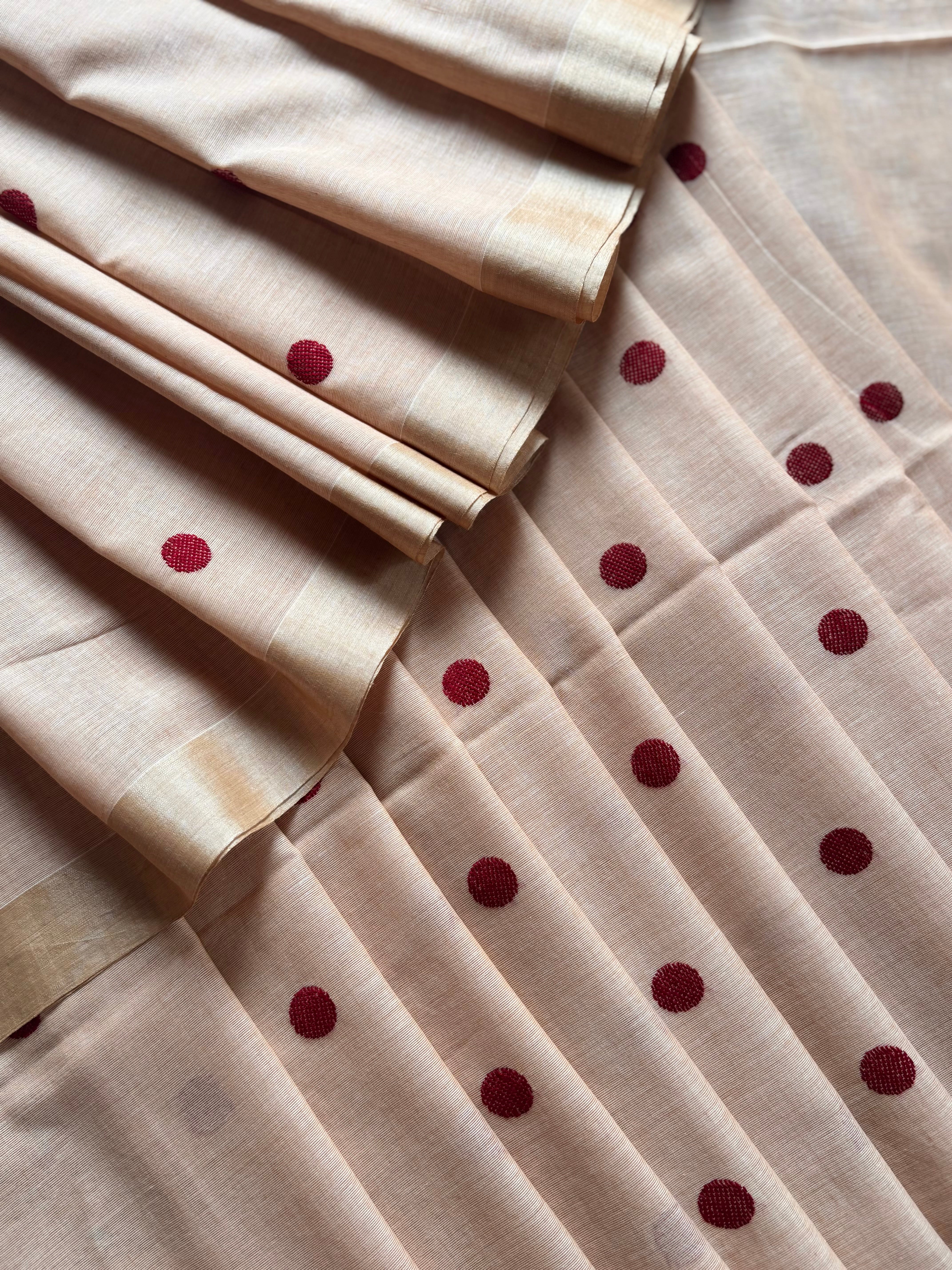 Handwoven Beige Colour Phulia Cotton Saree