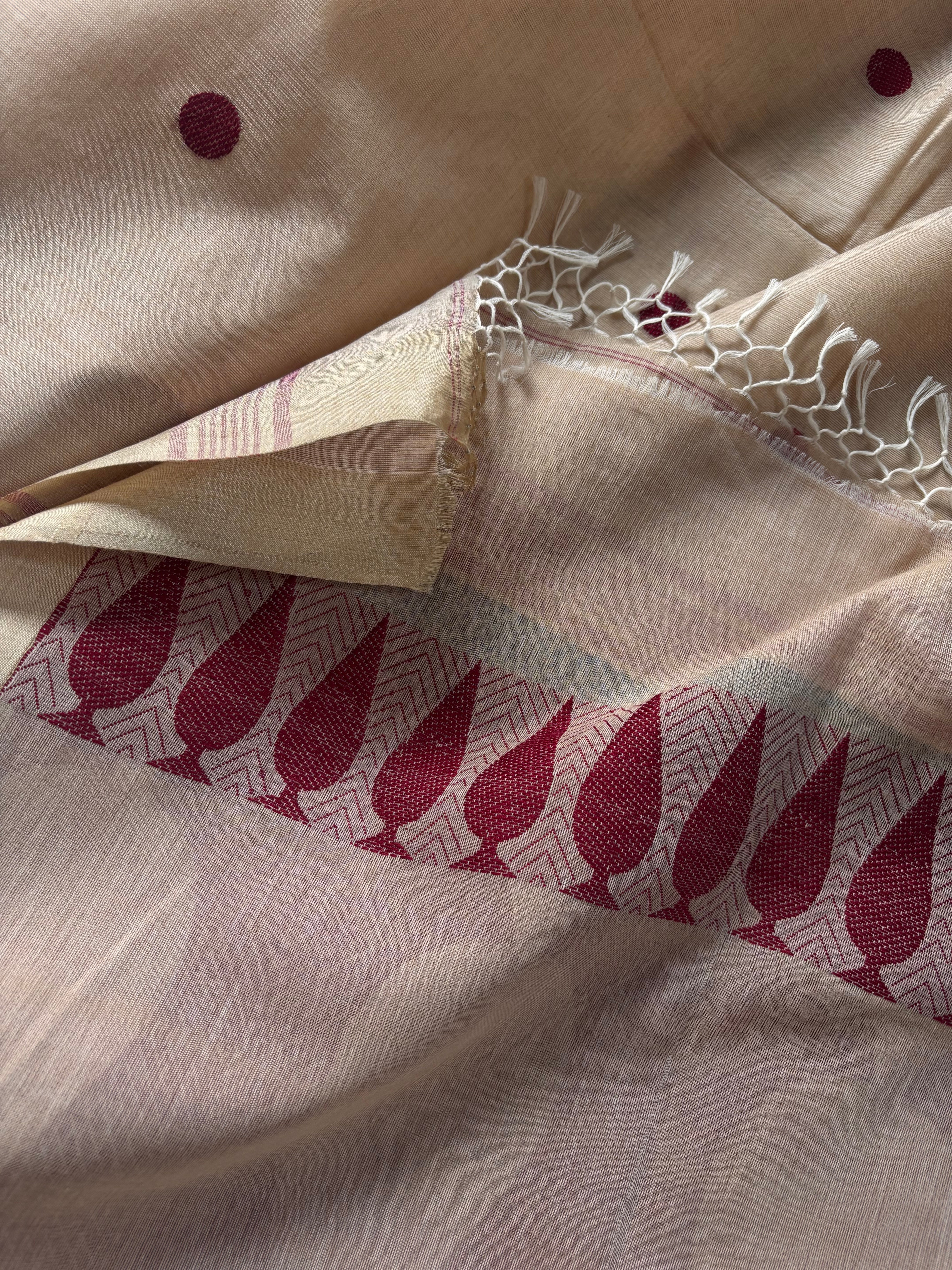Handwoven Beige Colour Phulia Cotton Saree