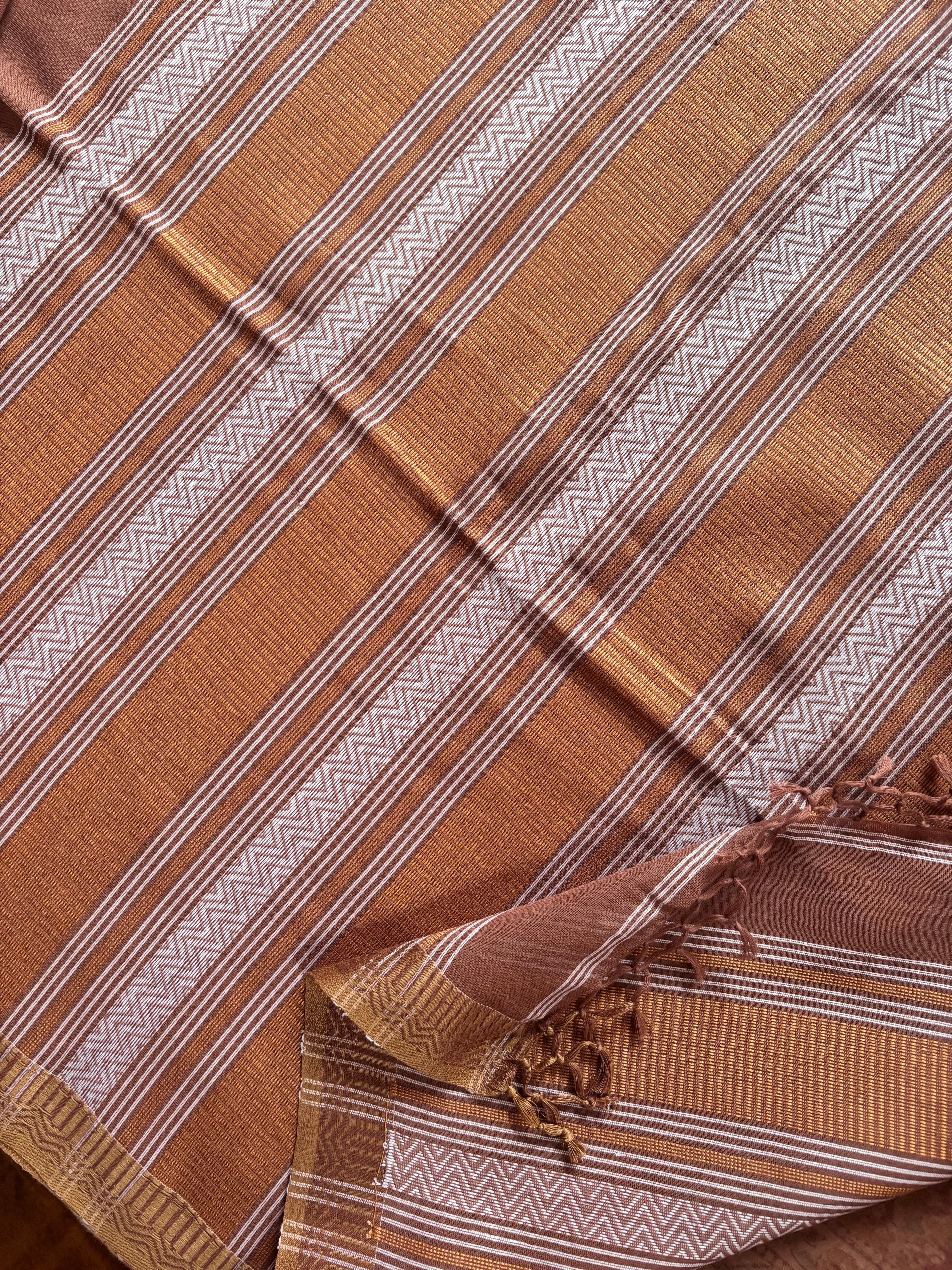 Handwoven Brown Colour Phulia Cotton Saree