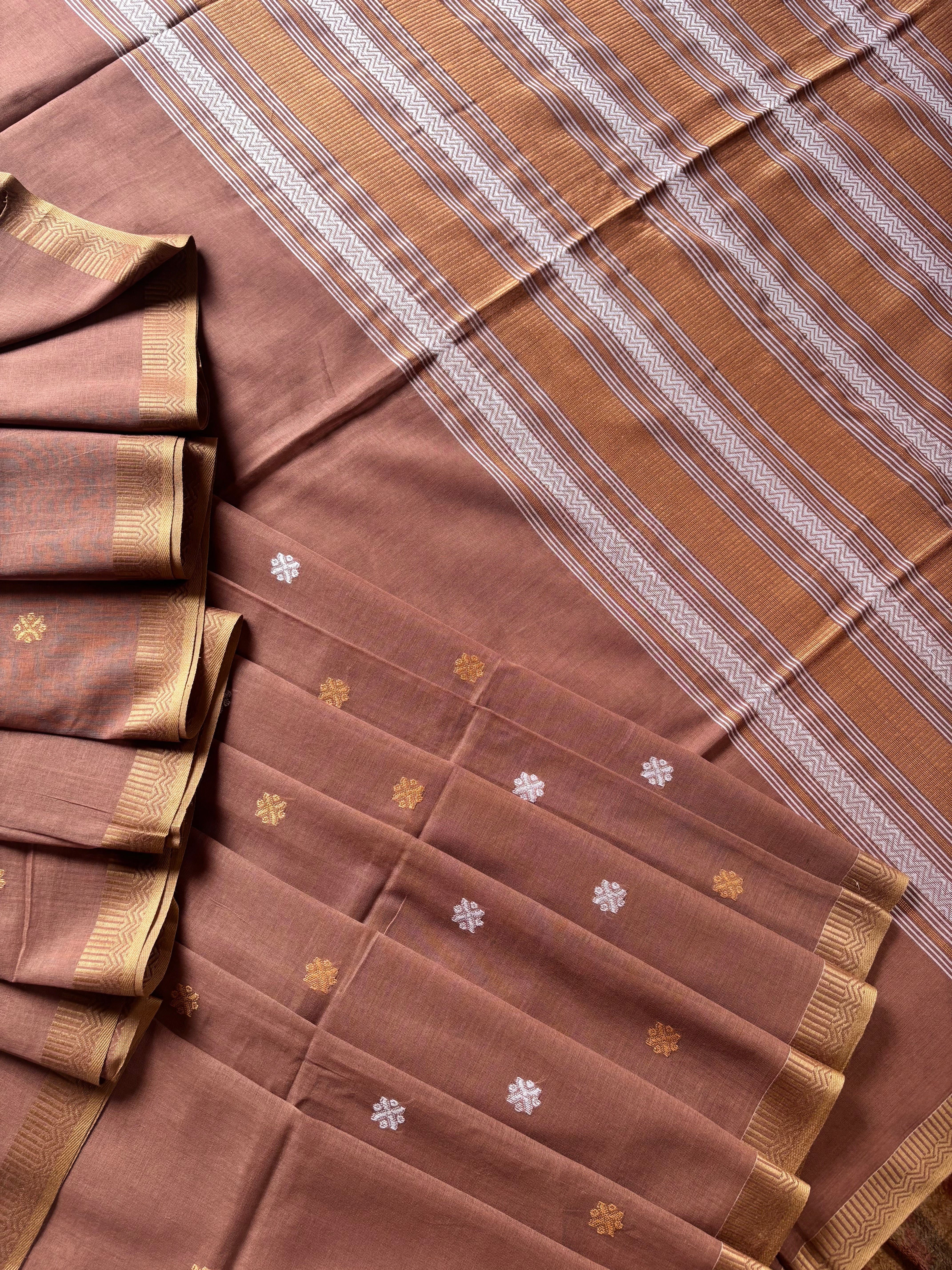 Handwoven Brown Colour Phulia Cotton Saree